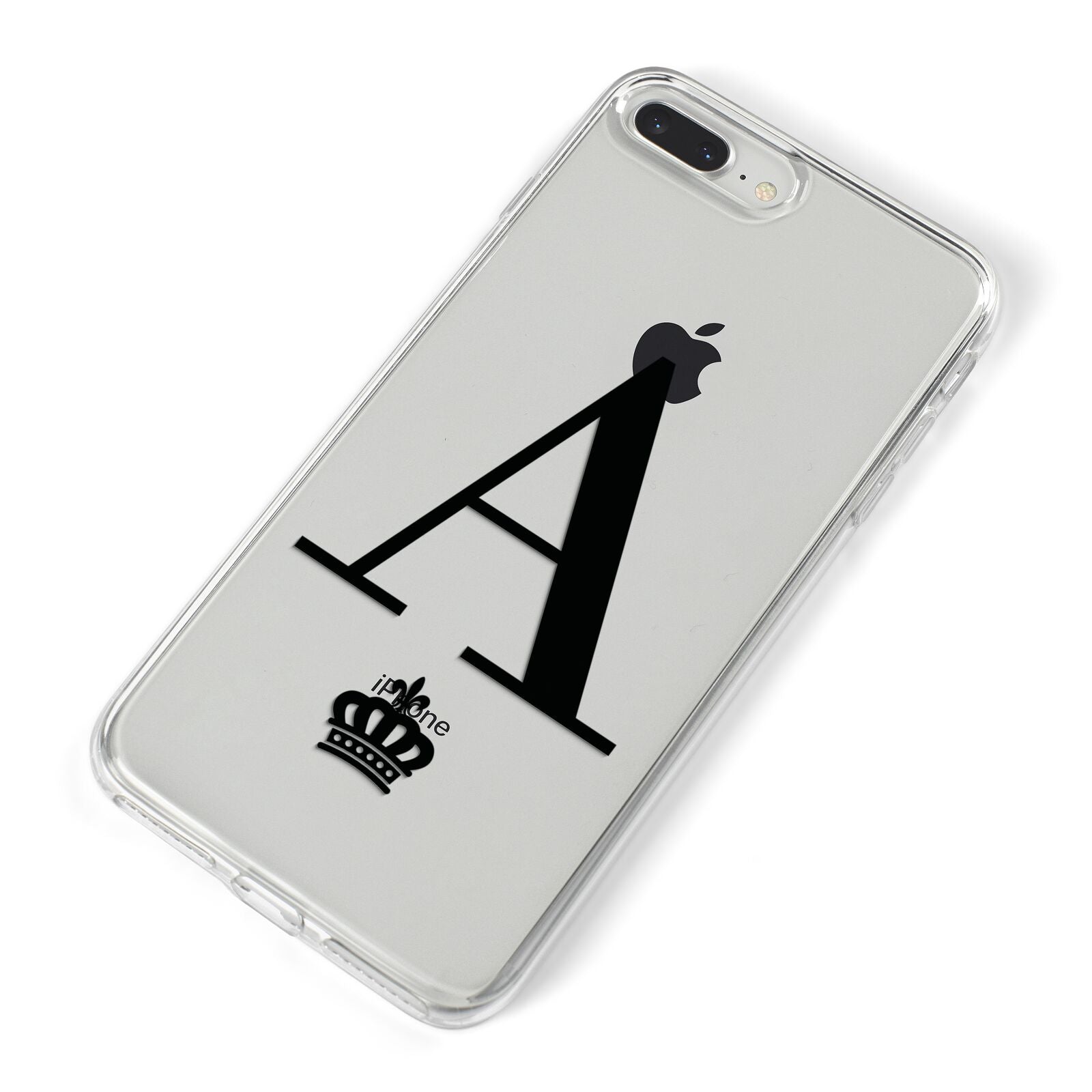 Personalised Black Initial Crown Clear iPhone 8 Plus Bumper Case on Silver iPhone Alternative Image