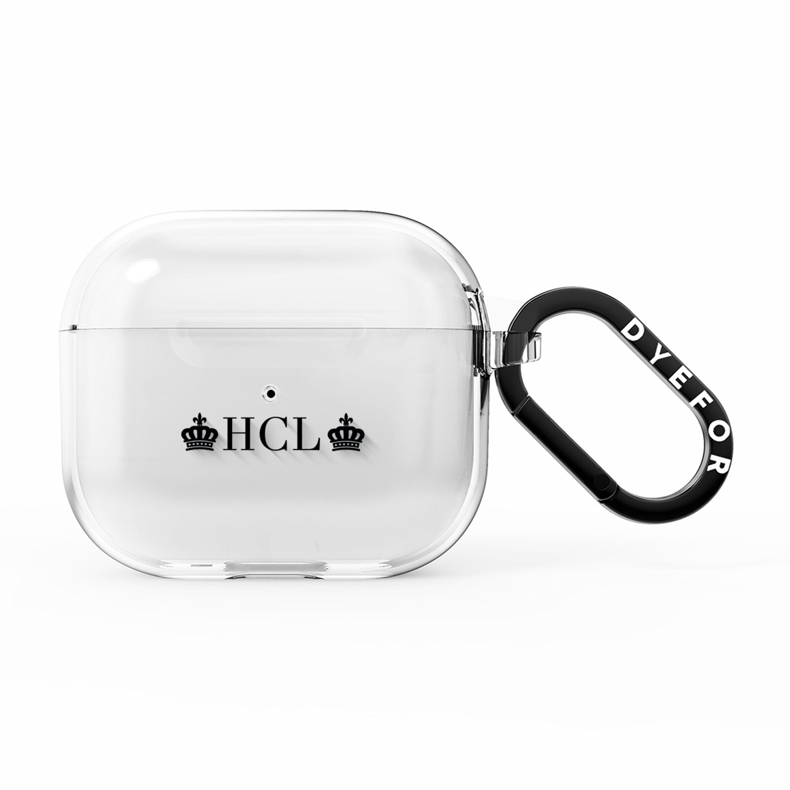 Personalised Black Initials 2 Crowns Clear AirPods Clear Case 3rd Gen