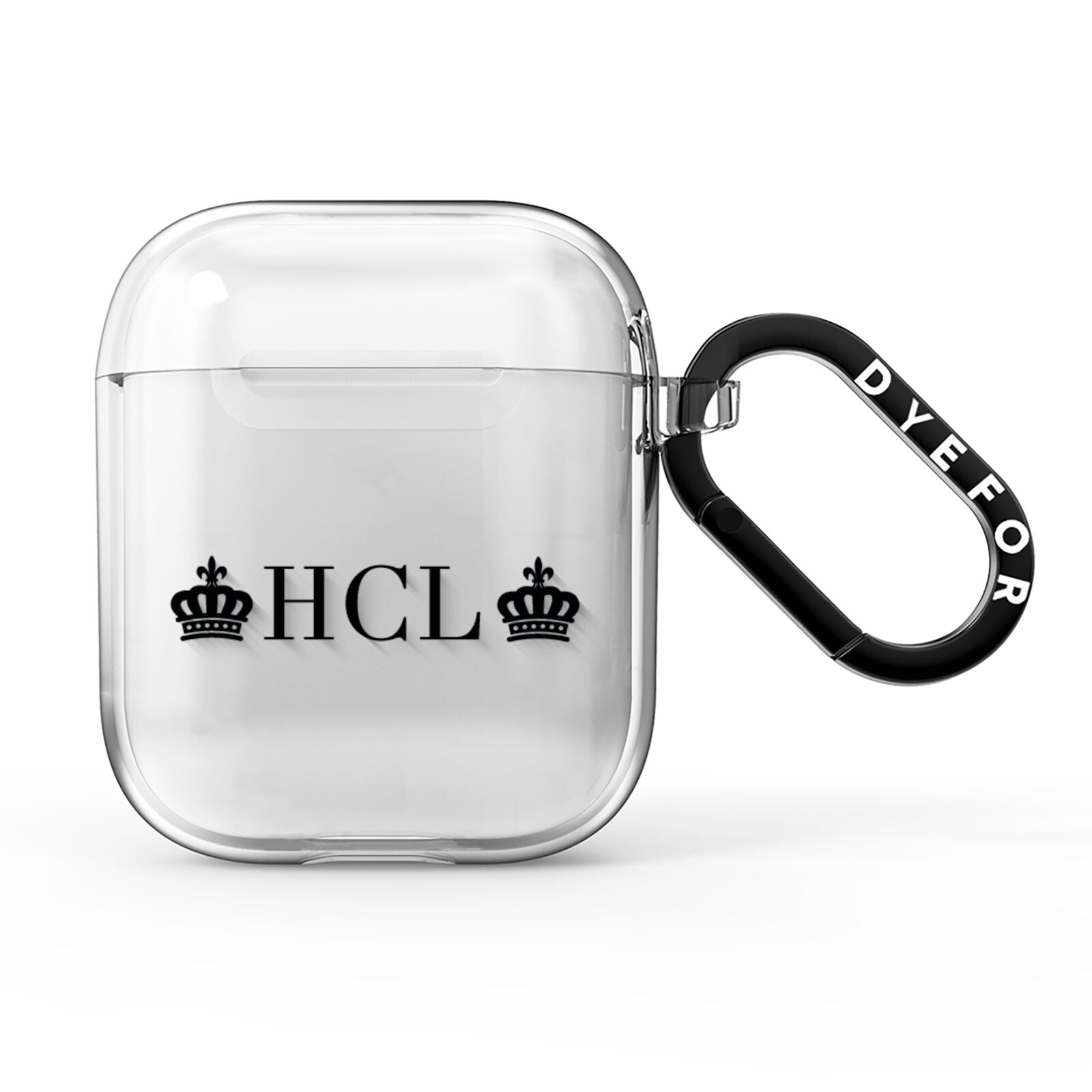 Personalised Black Initials 2 Crowns Clear AirPods Clear Case