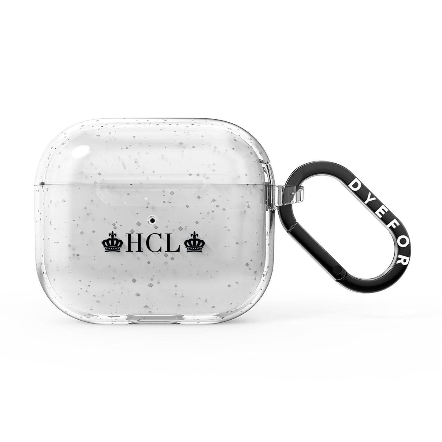 Personalised Black Initials 2 Crowns Clear AirPods Glitter Case 3rd Gen