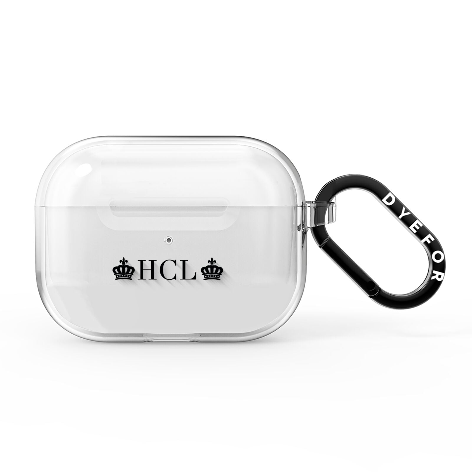 Personalised Black Initials 2 Crowns Clear AirPods Pro Clear Case