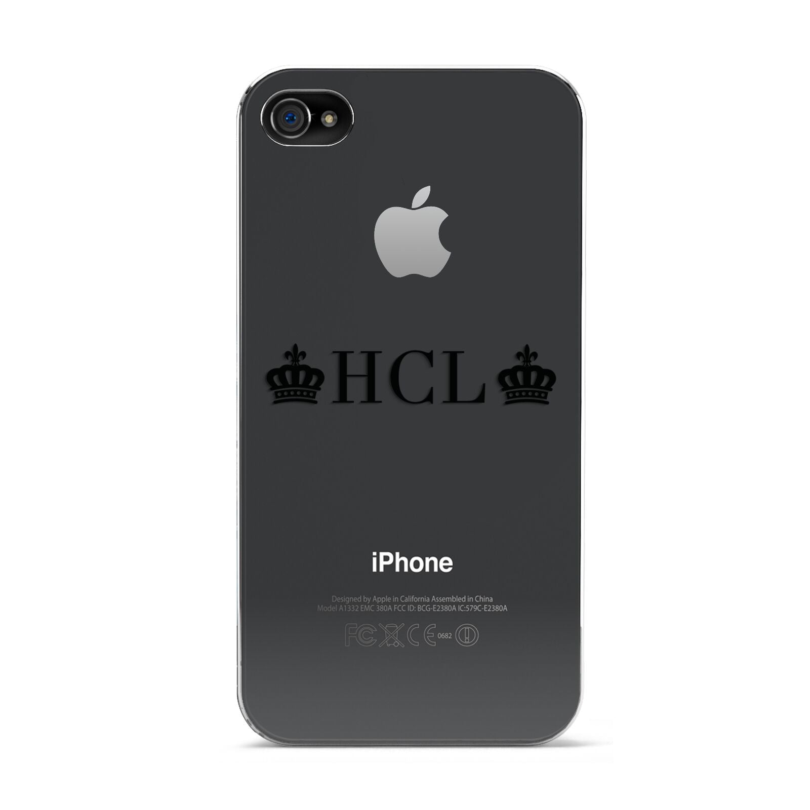 Personalised Black Initials 2 Crowns Clear Apple iPhone 4s Case