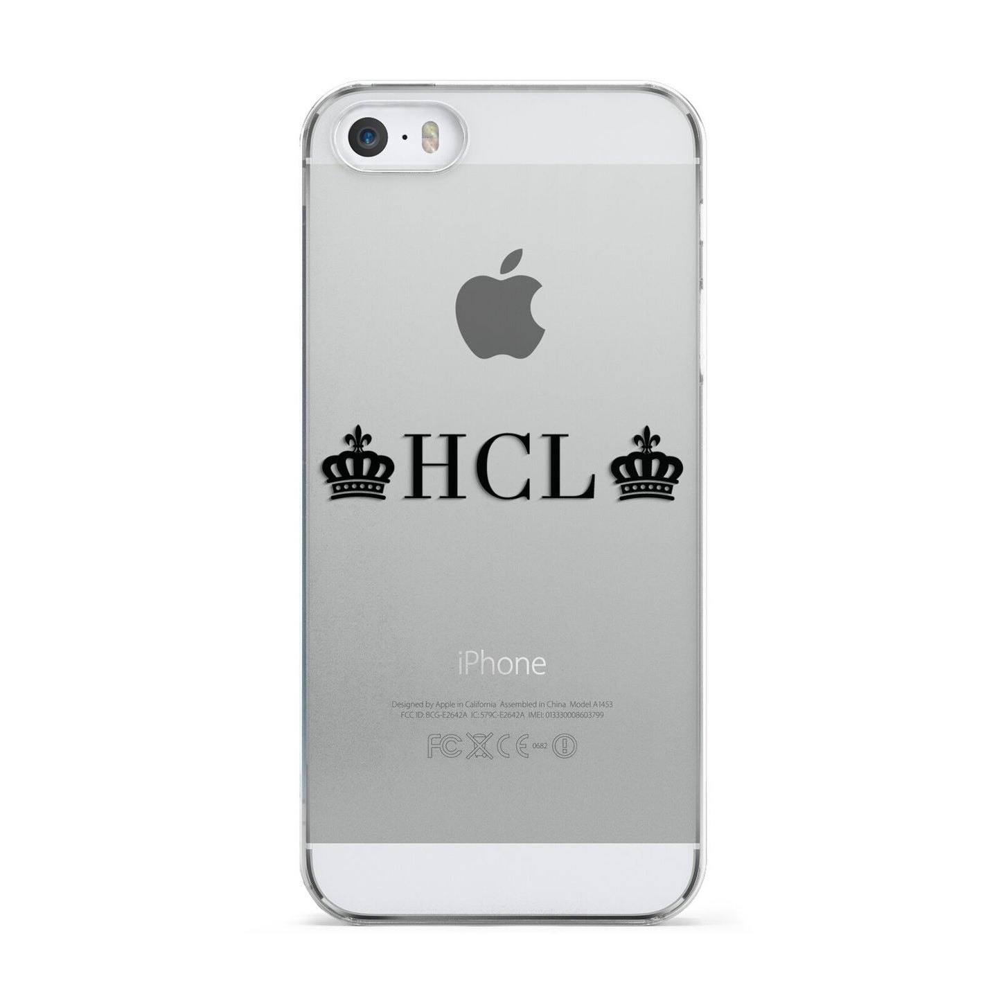 Personalised Black Initials 2 Crowns Clear Apple iPhone 5 Case