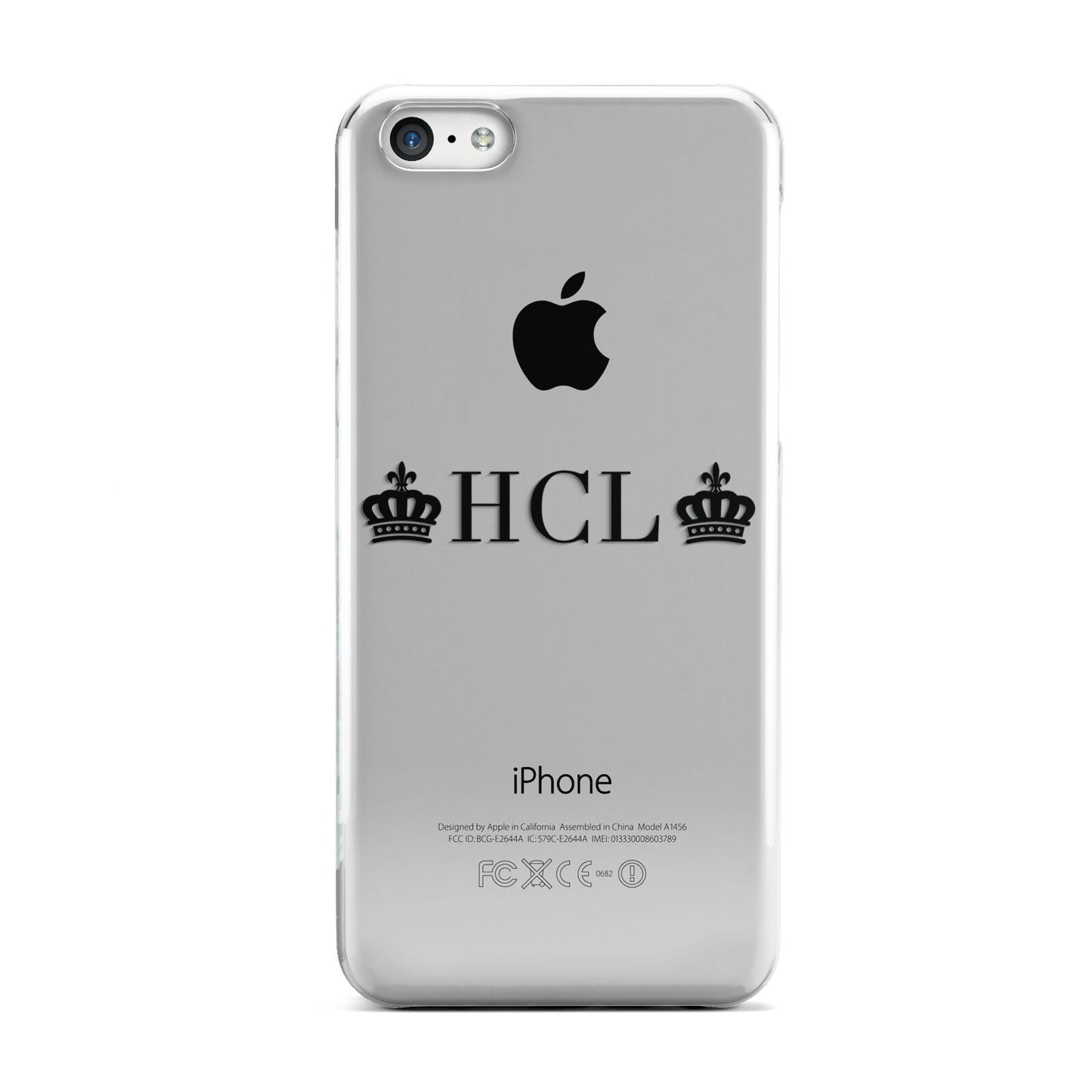 Personalised Black Initials 2 Crowns Clear Apple iPhone 5c Case