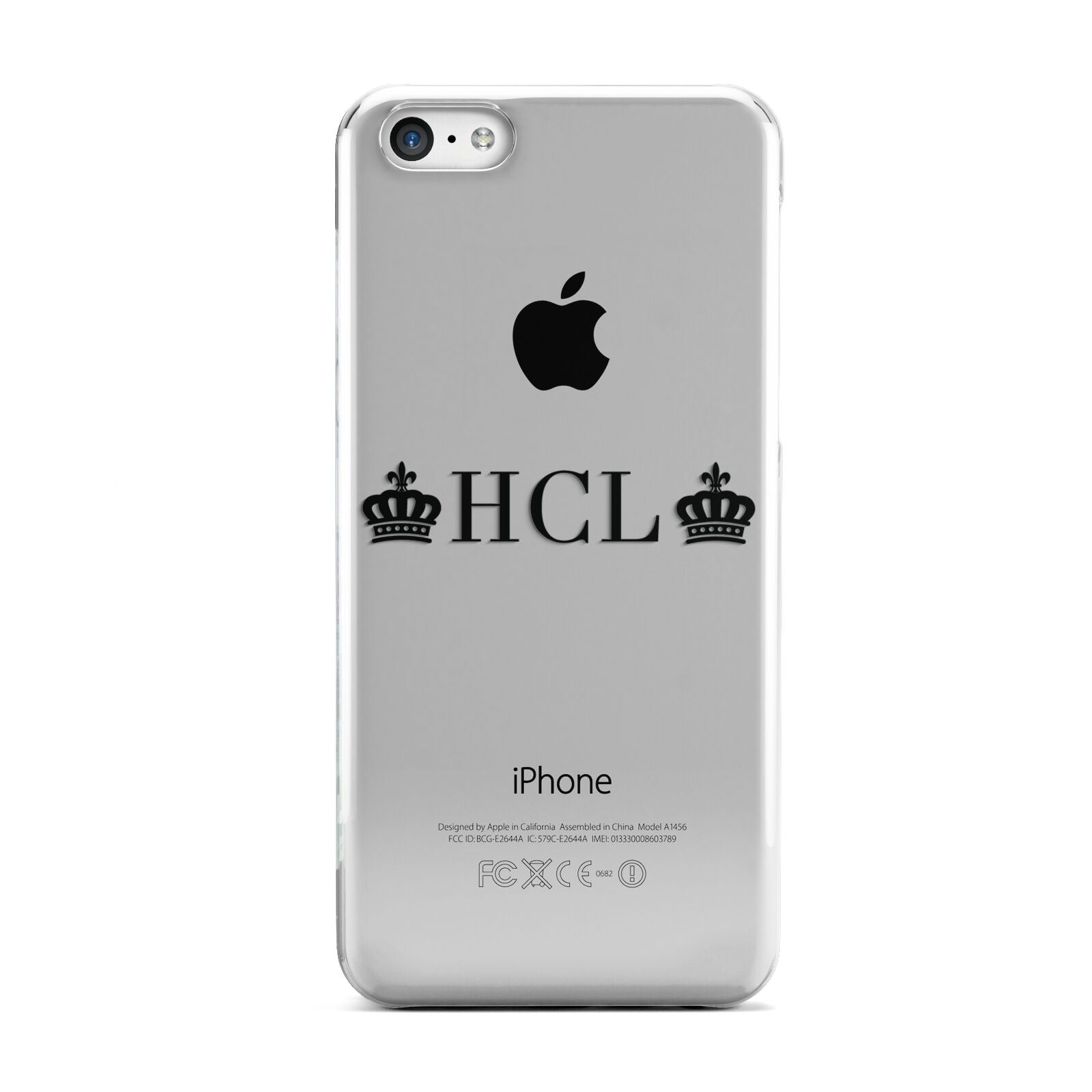 Personalised Black Initials 2 Crowns Clear Apple iPhone 5c Case