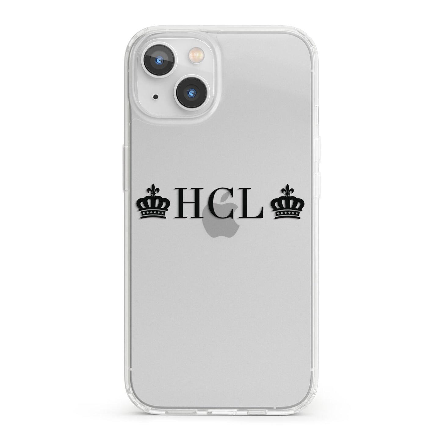 Personalised Black Initials 2 Crowns Clear iPhone 13 Clear Bumper Case