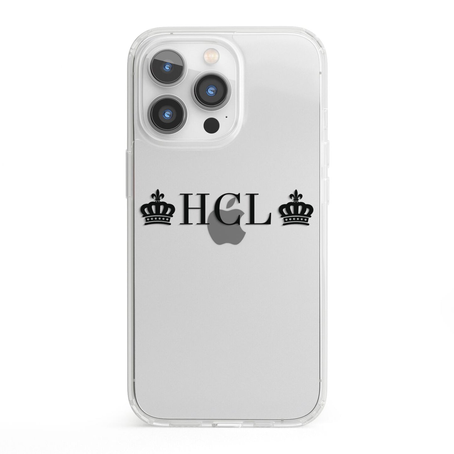 Personalised Black Initials 2 Crowns Clear iPhone 13 Pro Clear Bumper Case