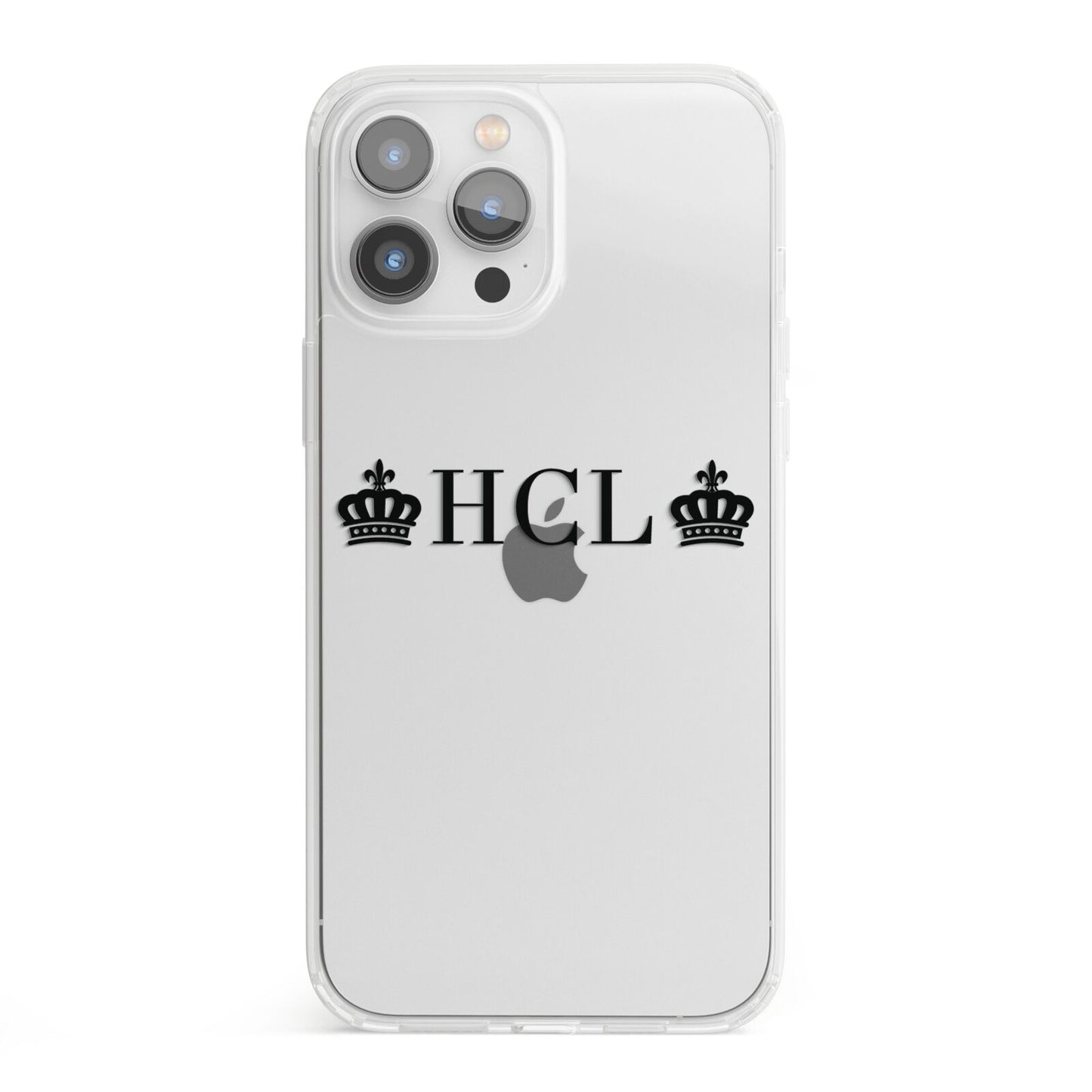 Personalised Black Initials 2 Crowns Clear iPhone 13 Pro Max Clear Bumper Case