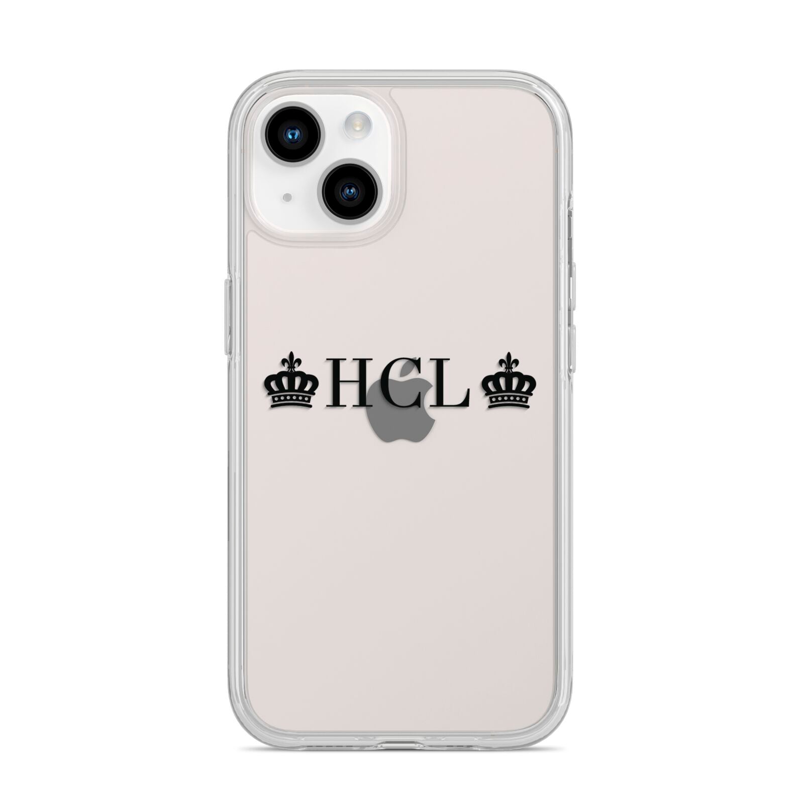 Personalised Black Initials 2 Crowns Clear iPhone 14 Clear Tough Case Starlight