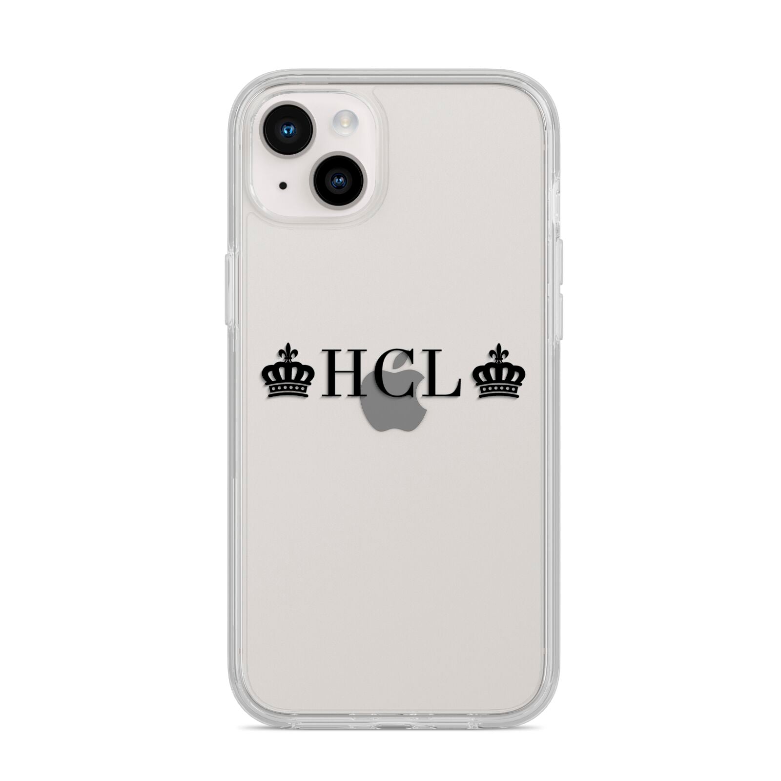 Personalised Black Initials 2 Crowns Clear iPhone 14 Plus Clear Tough Case Starlight