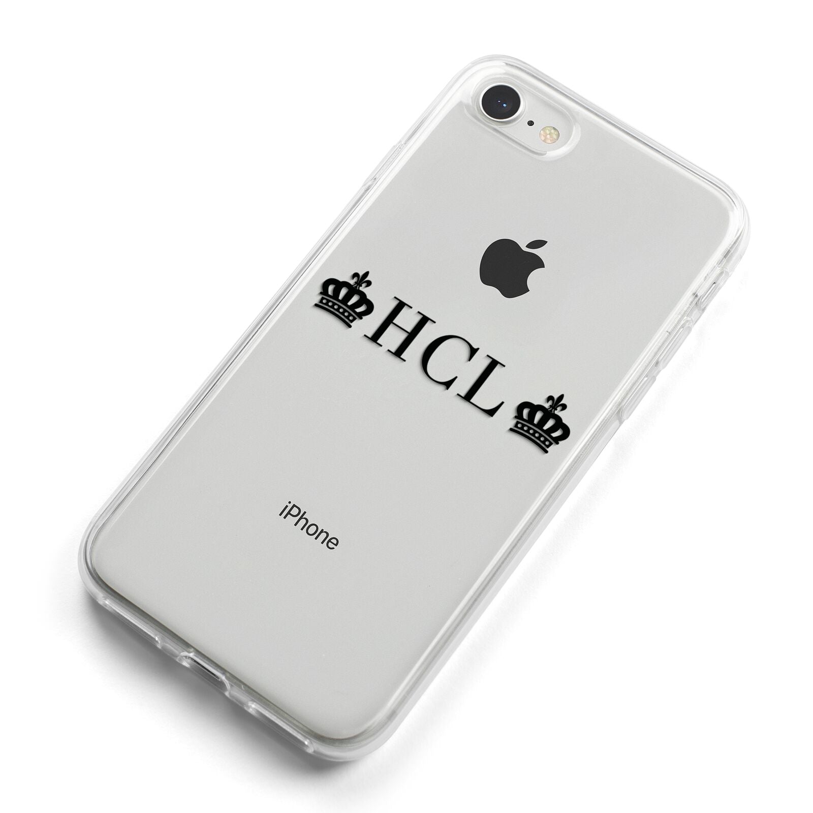 Personalised Black Initials 2 Crowns Clear iPhone 8 Bumper Case on Silver iPhone Alternative Image