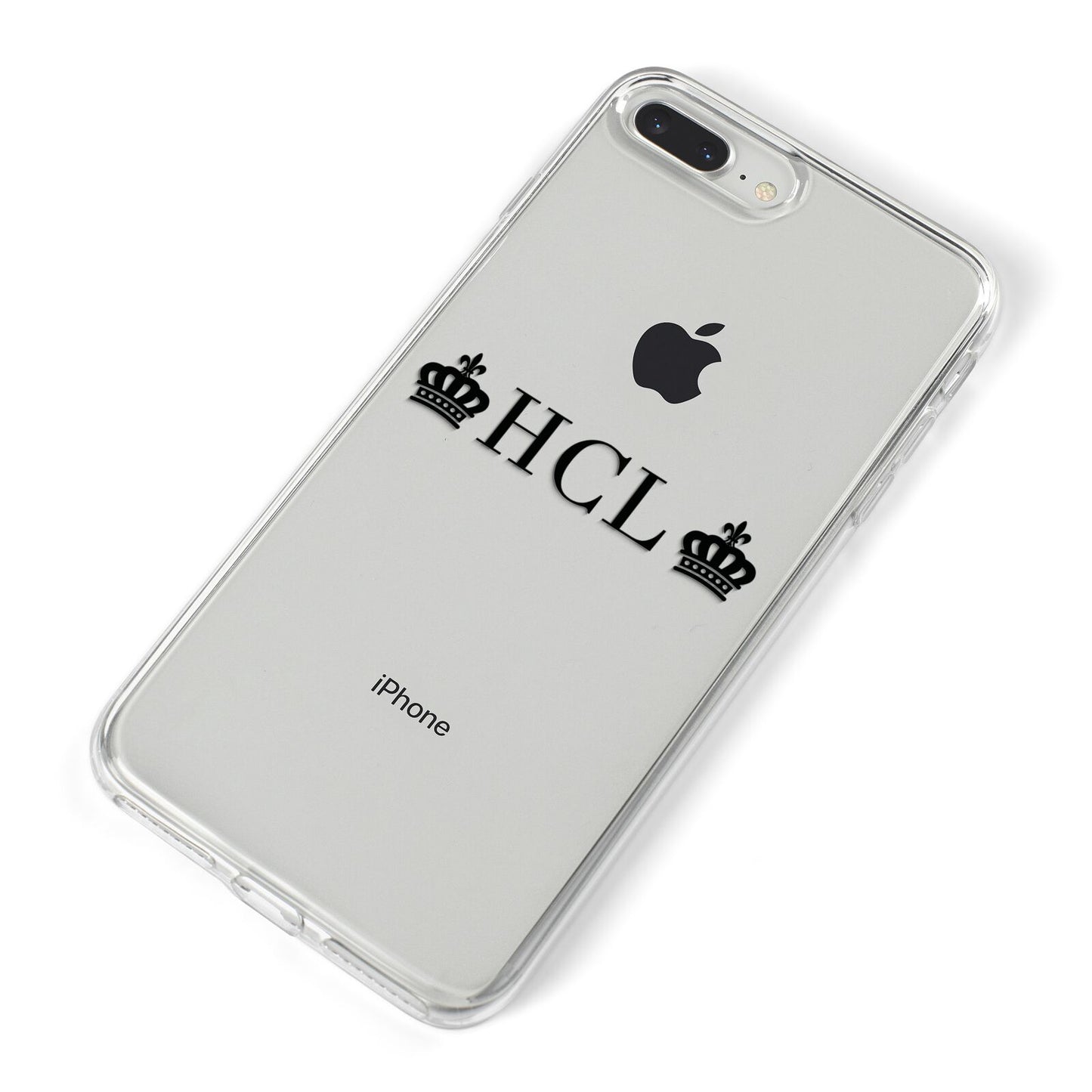 Personalised Black Initials 2 Crowns Clear iPhone 8 Plus Bumper Case on Silver iPhone Alternative Image