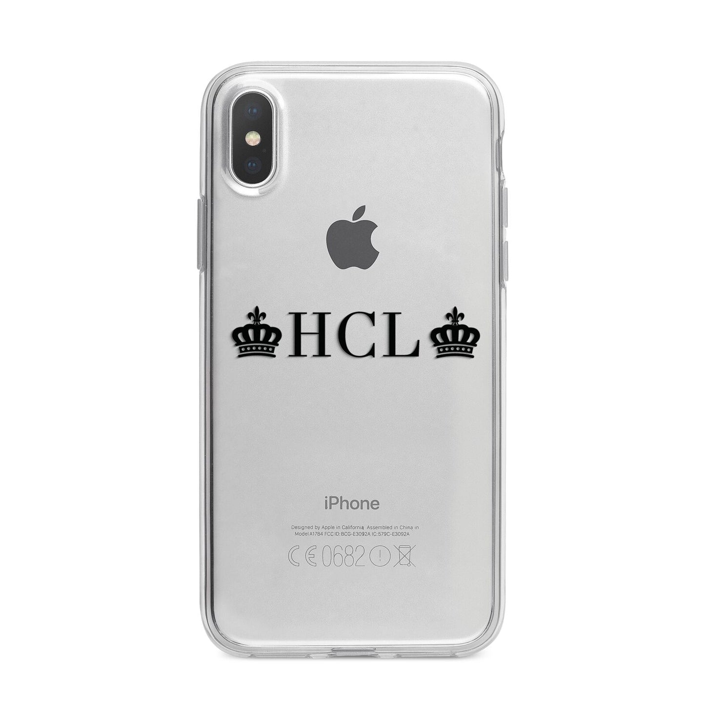 Personalised Black Initials 2 Crowns Clear iPhone X Bumper Case on Silver iPhone Alternative Image 1