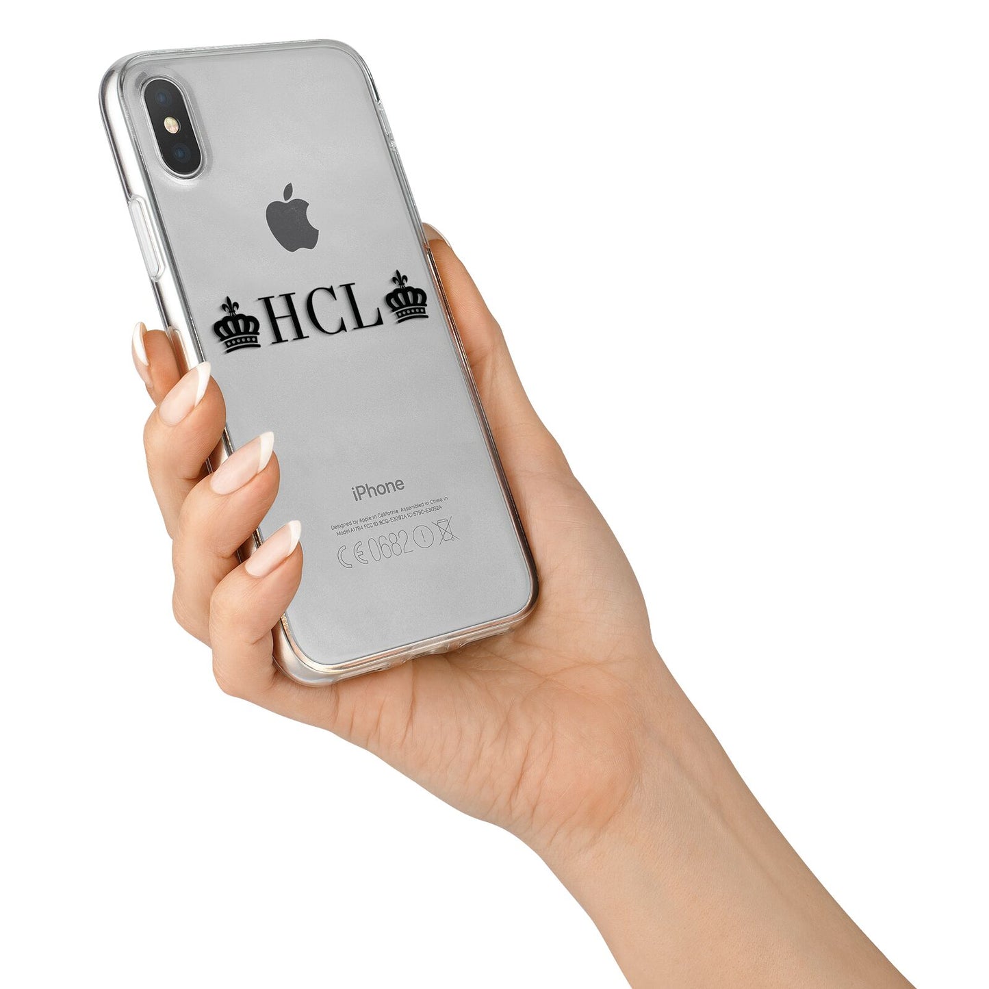 Personalised Black Initials 2 Crowns Clear iPhone X Bumper Case on Silver iPhone Alternative Image 2