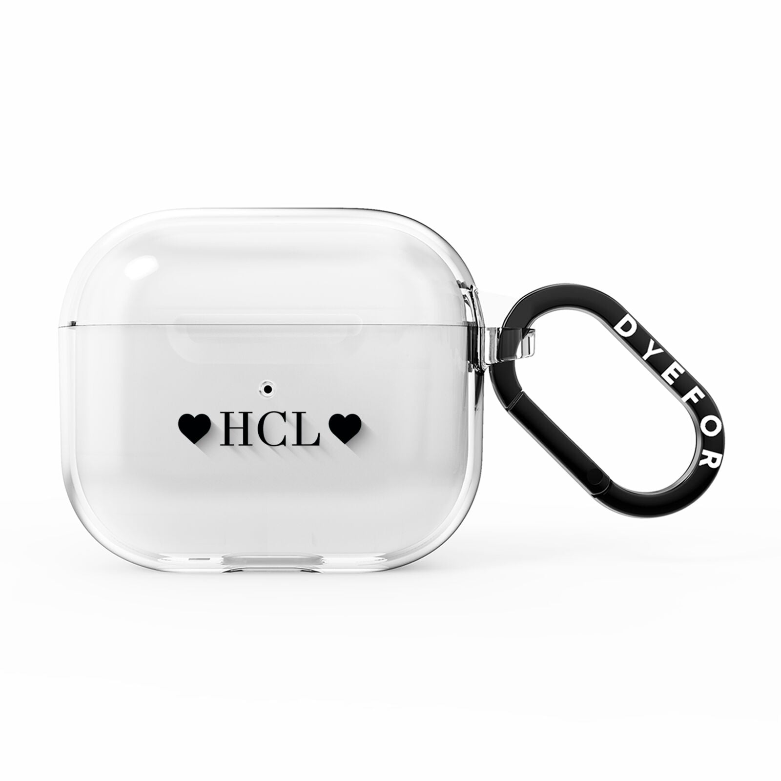 Personalised Black Initials 2 Hearts Clear AirPods Clear Case 3rd Gen