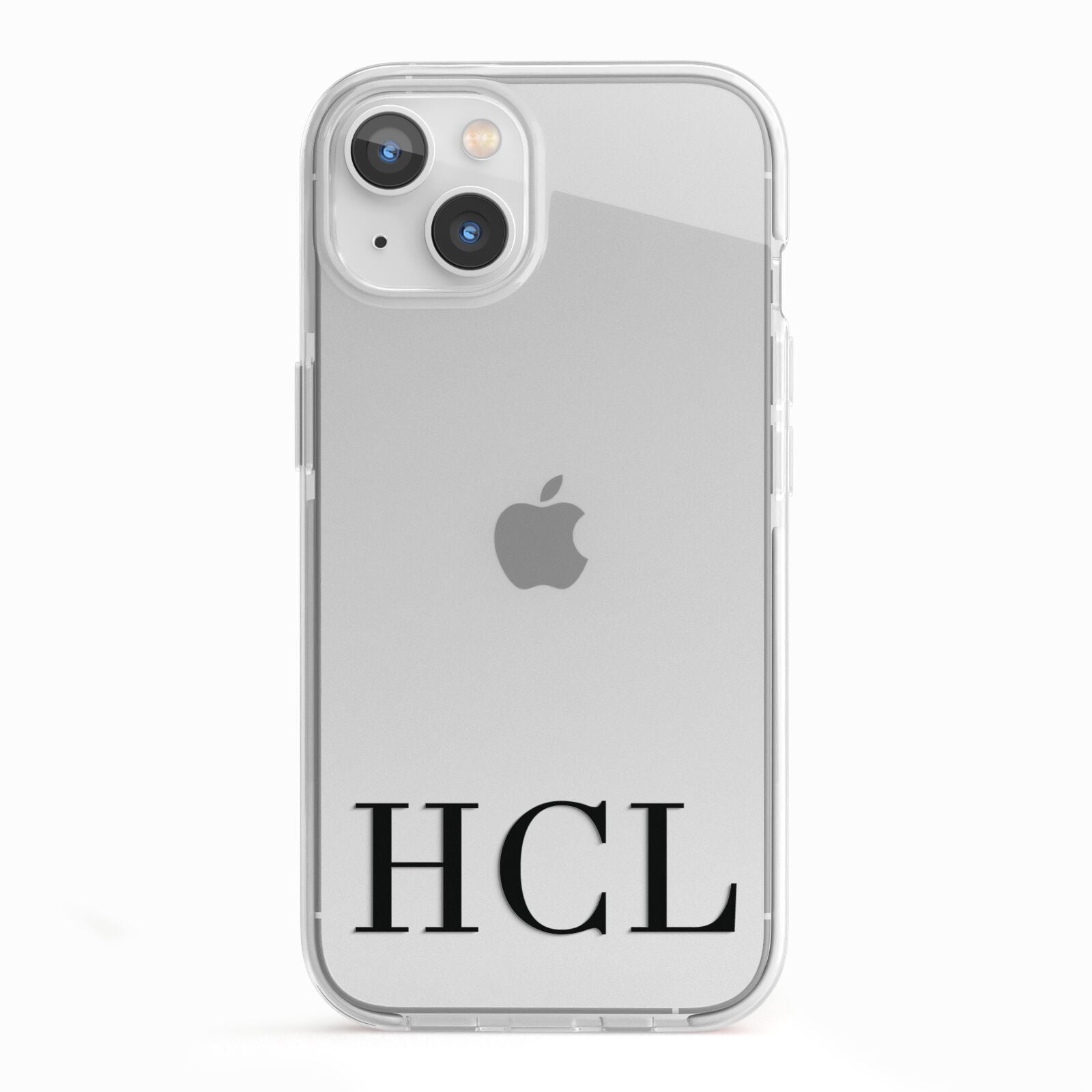 Personalised Black Initials Clear Customised iPhone 13 TPU Impact Case with White Edges