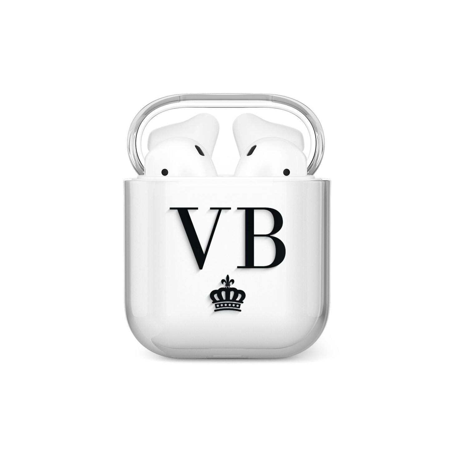 Personalised Black Initials Crown Clear AirPods Case