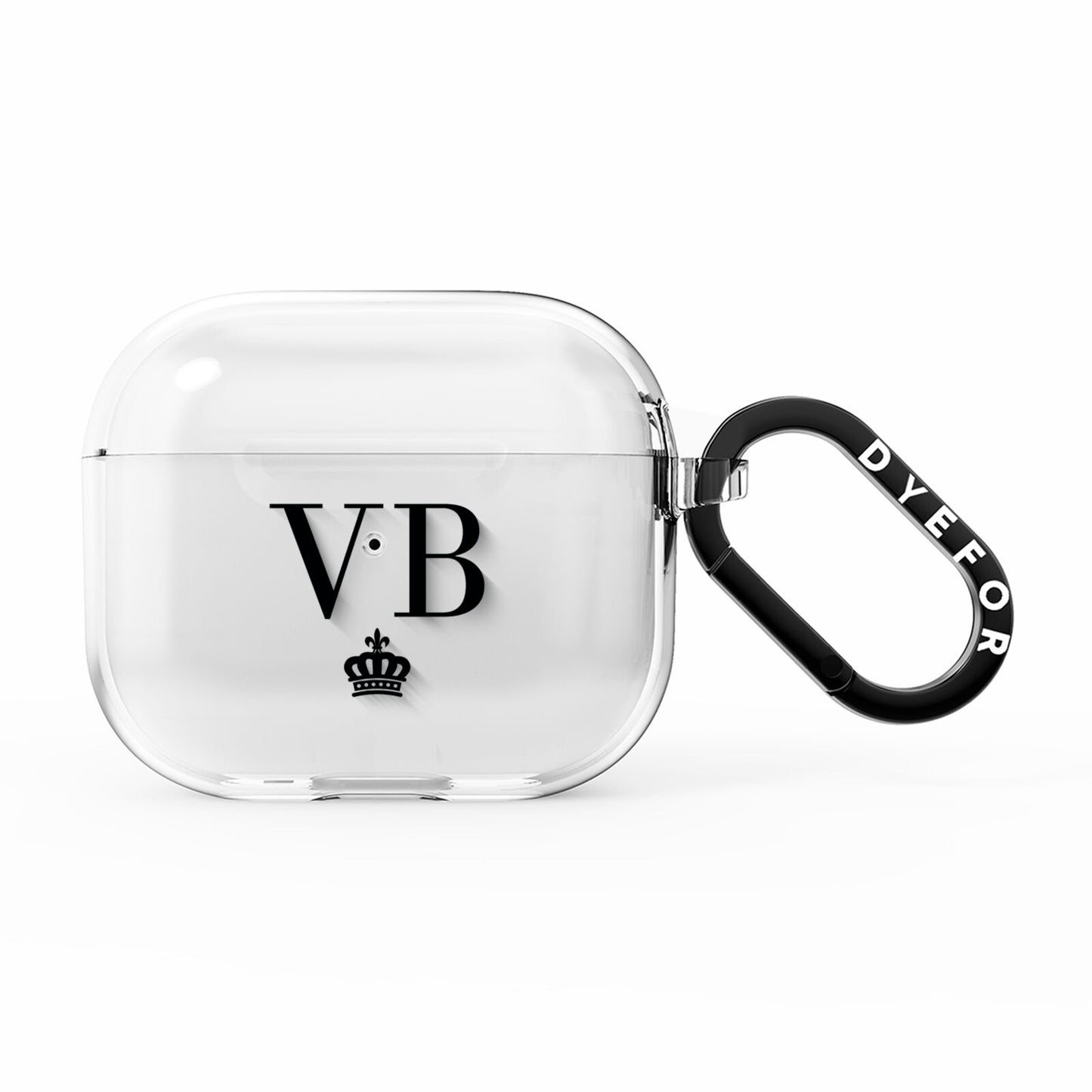 Personalised Black Initials Crown Clear AirPods Clear Case 3rd Gen