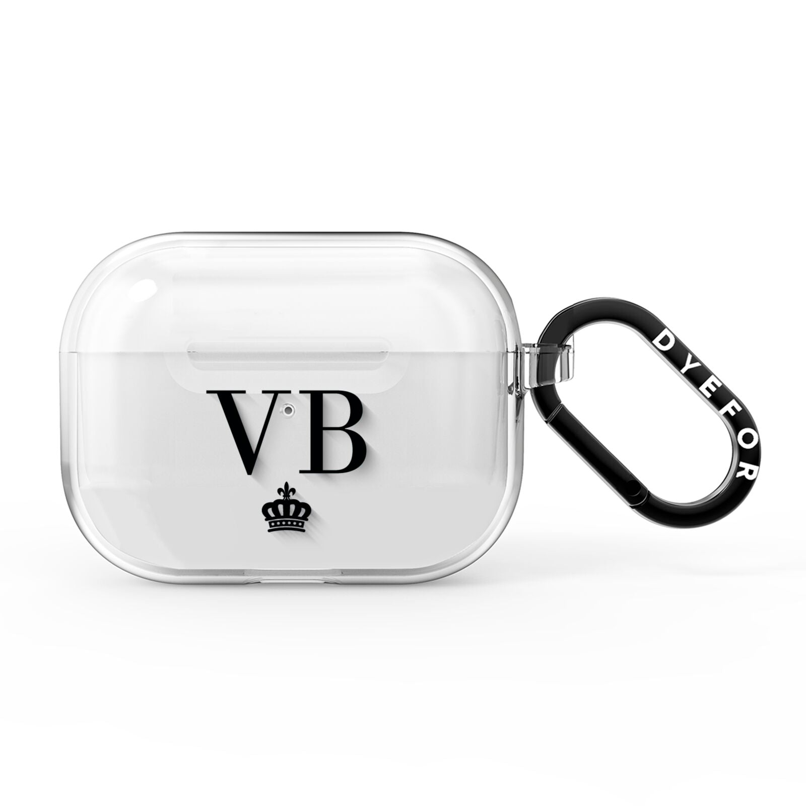 Personalised Black Initials Crown Clear AirPods Pro Clear Case