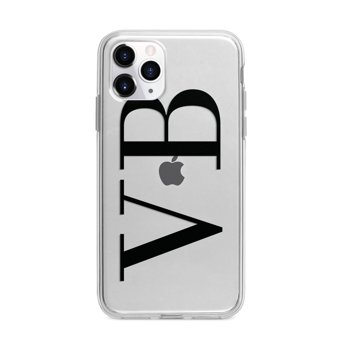 Personalised Black Initials Customised Clear Apple iPhone 11 Pro Max in Silver with Bumper Case