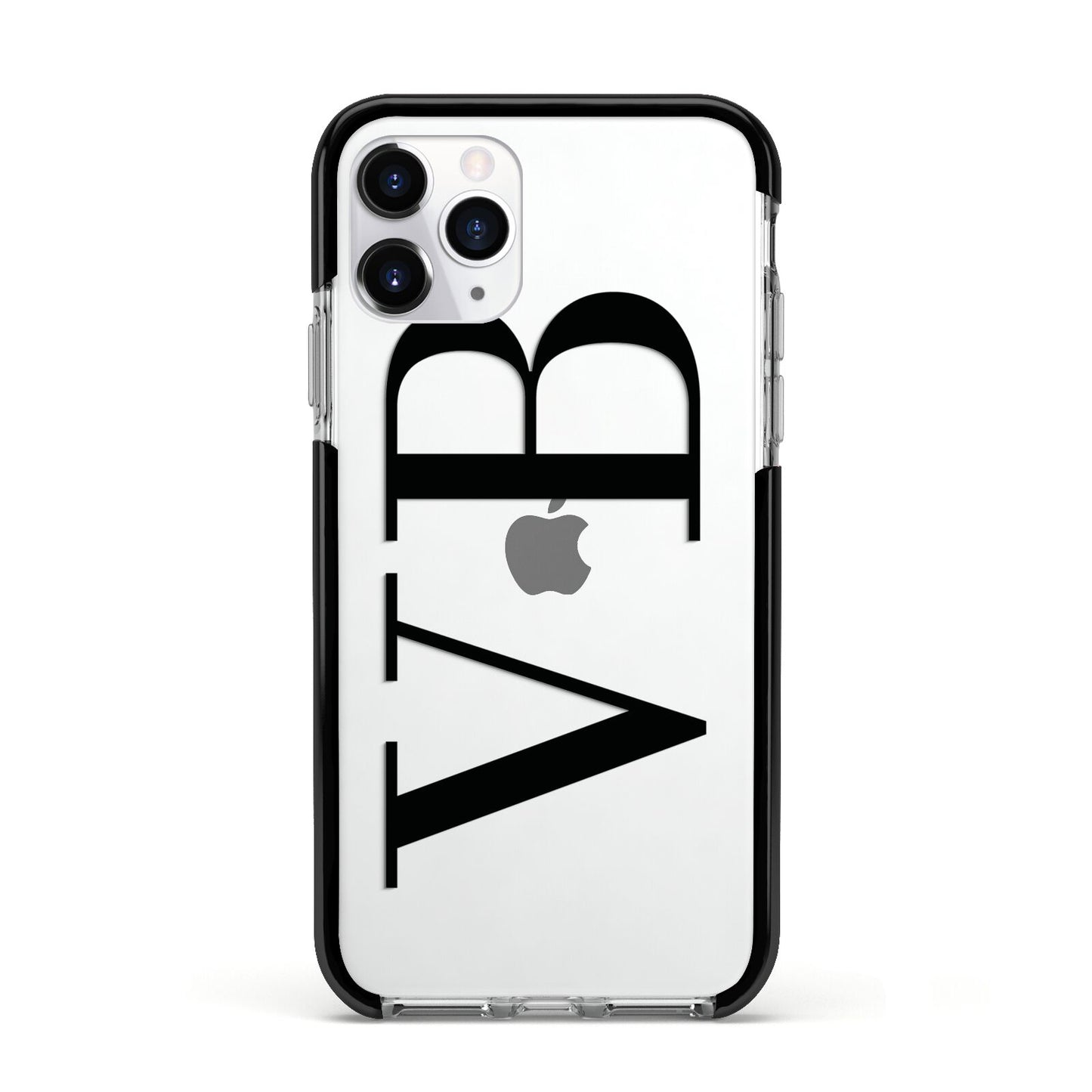 Personalised Black Initials Customised Clear Apple iPhone 11 Pro in Silver with Black Impact Case