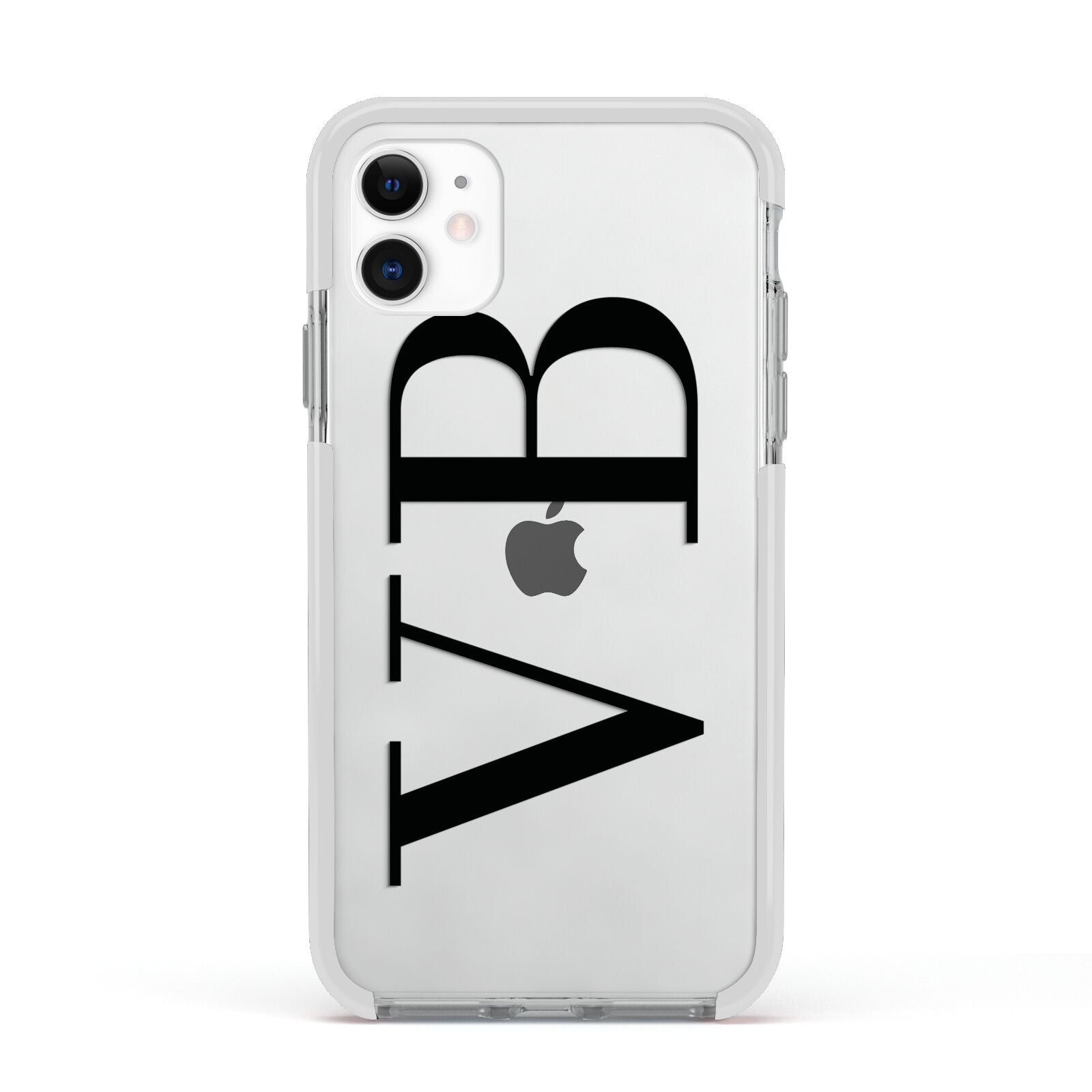 Personalised Black Initials Customised Clear Apple iPhone 11 in White with White Impact Case