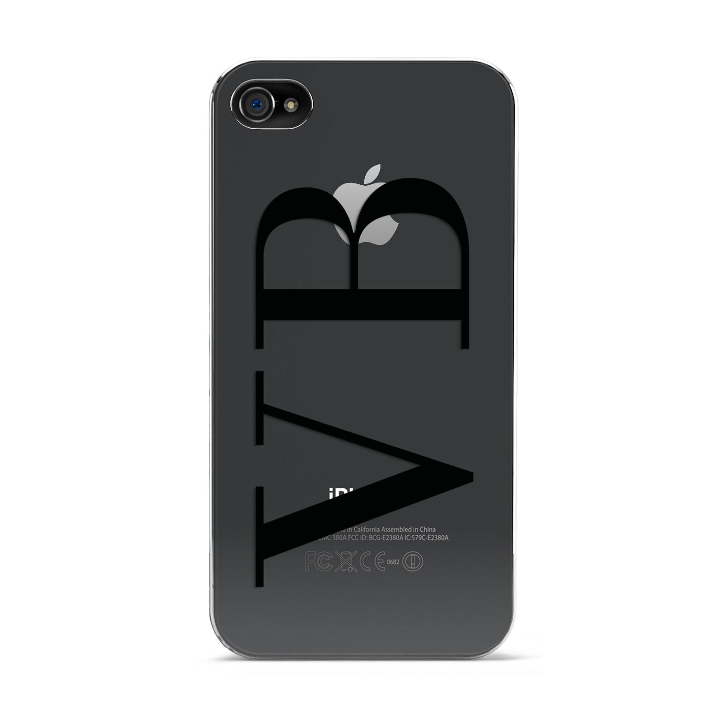 Personalised Black Initials Customised Clear Apple iPhone 4s Case