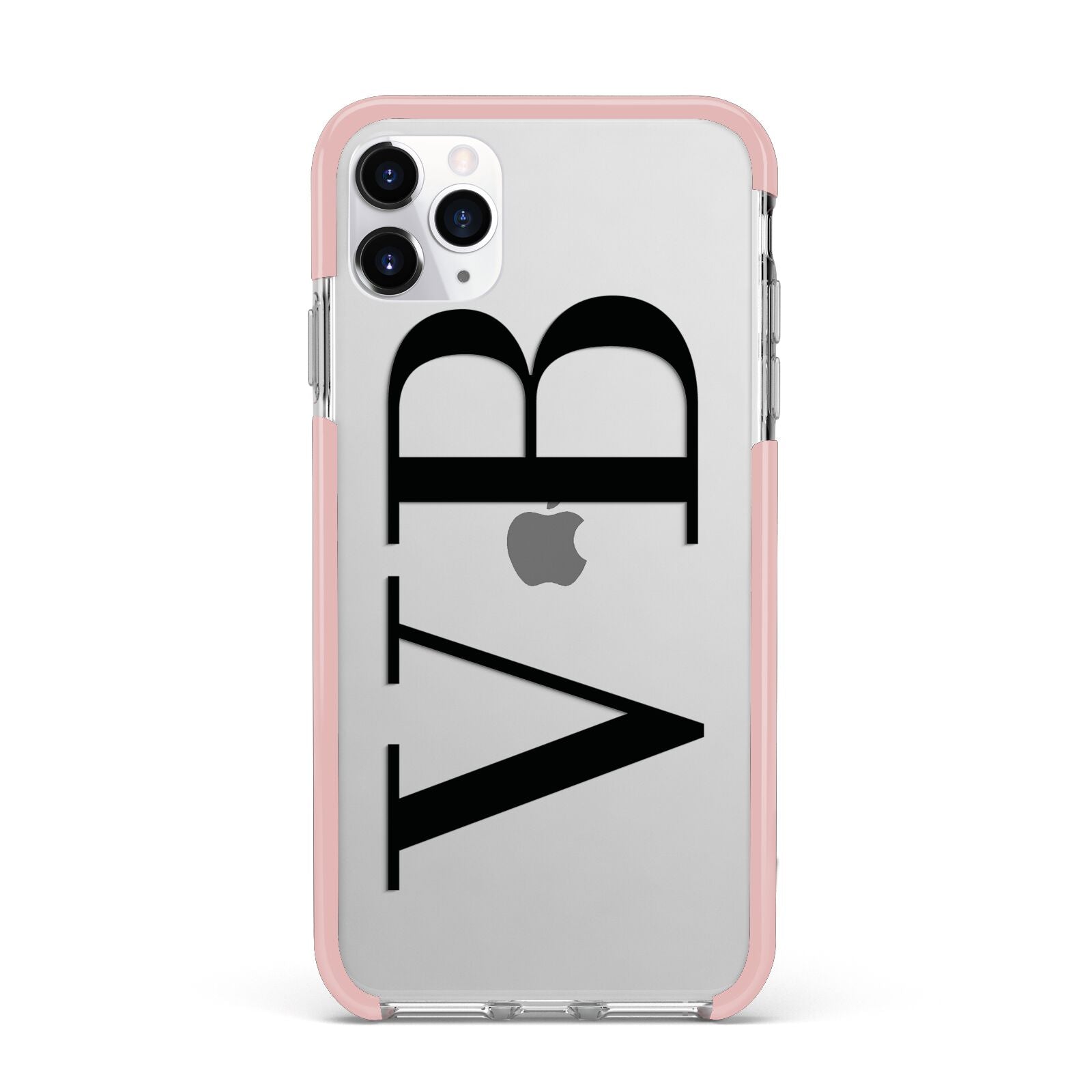 Personalised Black Initials Customised Clear iPhone 11 Pro Max Impact Pink Edge Case