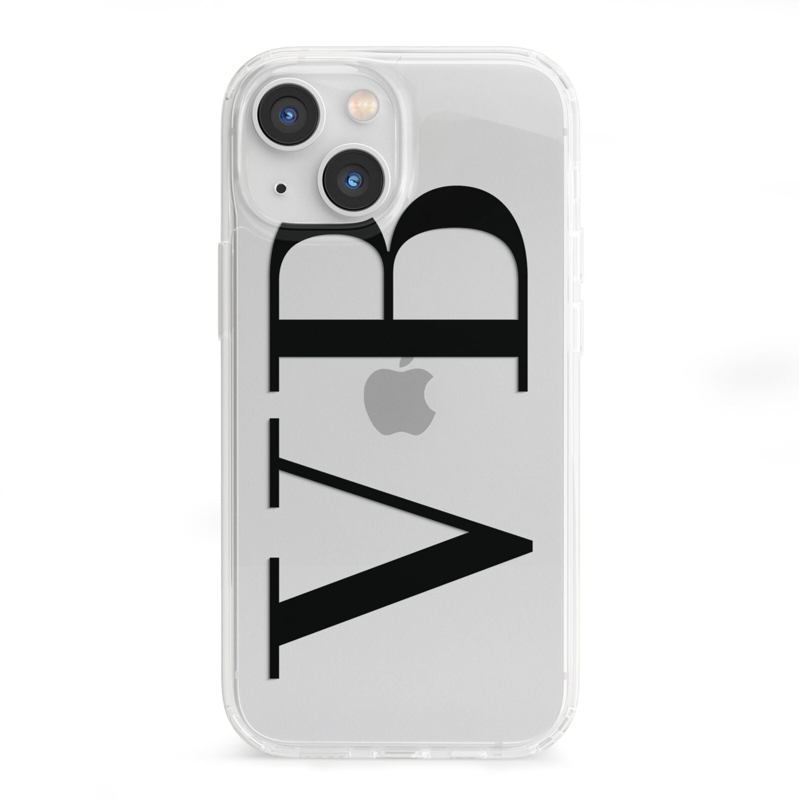 Personalised Black Initials Customised Clear iPhone 13 Mini Clear Bumper Case