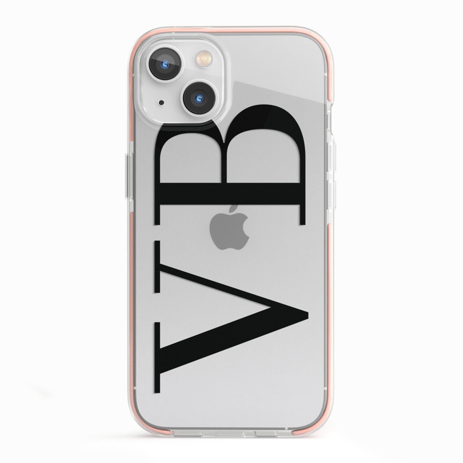 Personalised Black Initials Customised Clear iPhone 13 TPU Impact Case with Pink Edges