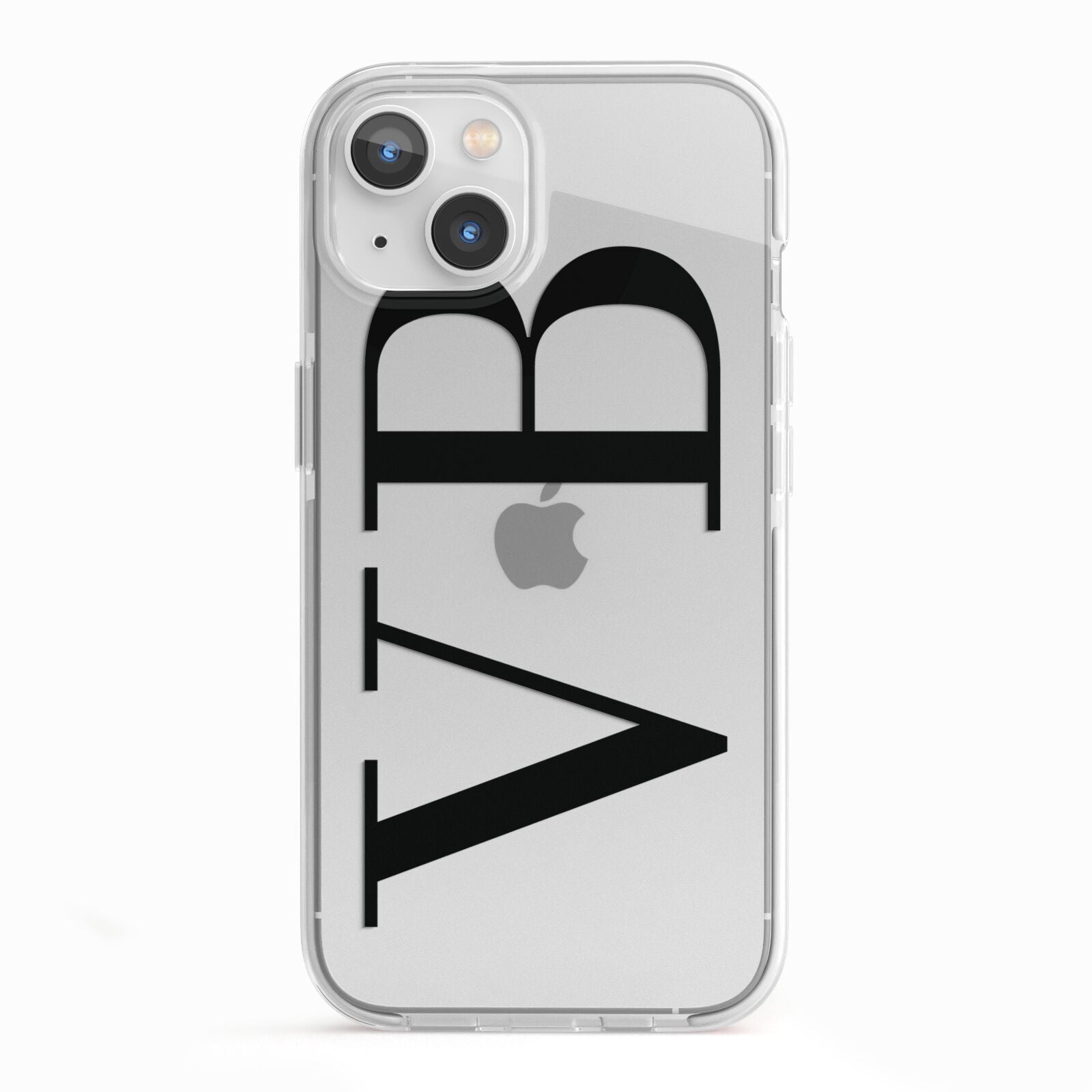 Personalised Black Initials Customised Clear iPhone 13 TPU Impact Case with White Edges