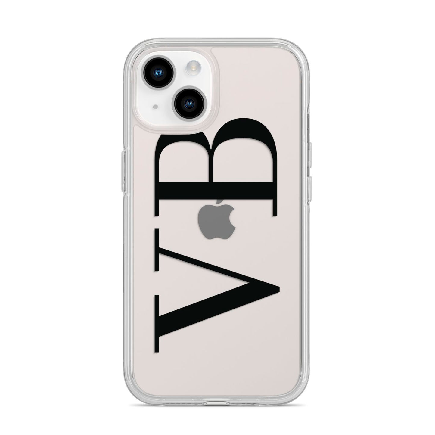 Personalised Black Initials Customised Clear iPhone 14 Clear Tough Case Starlight