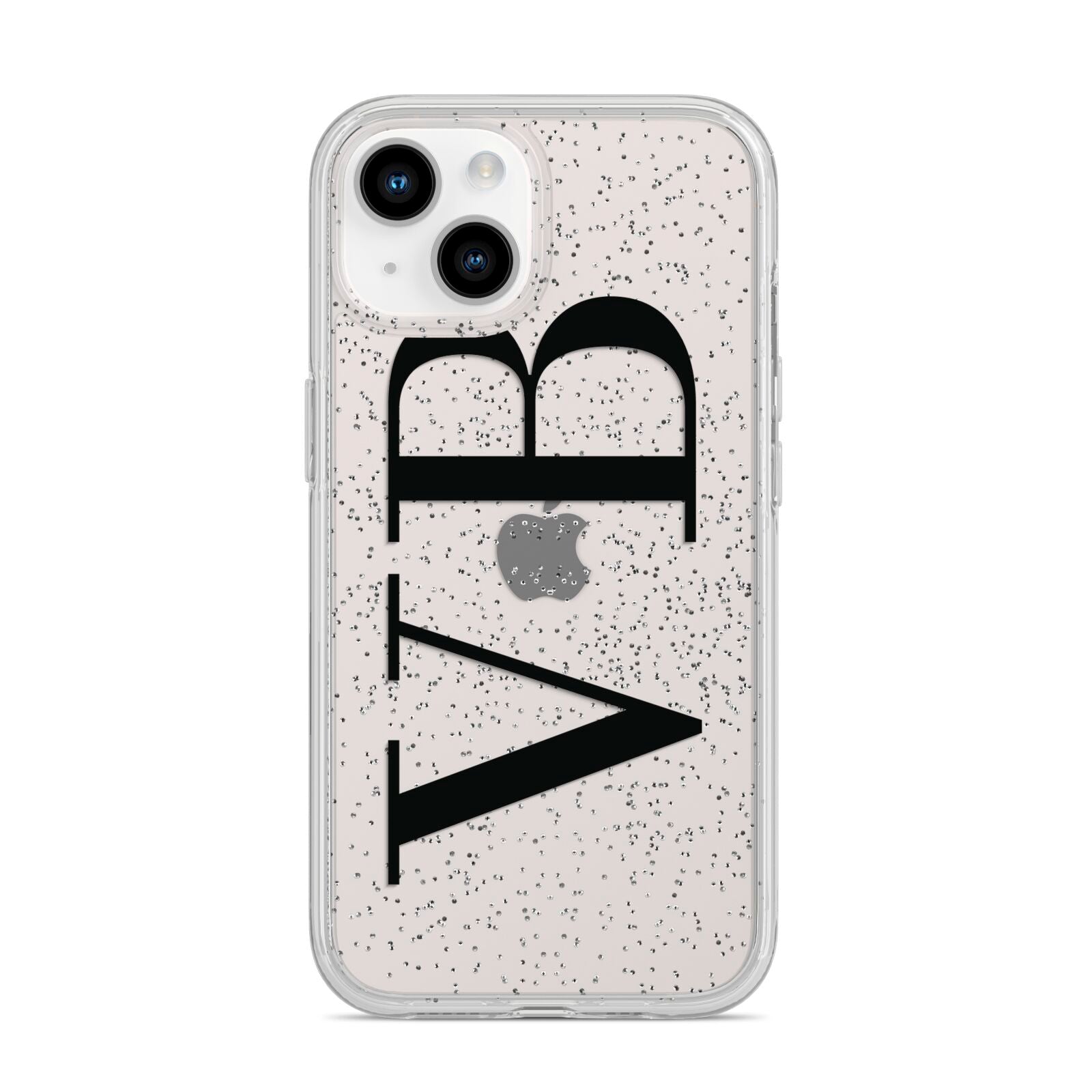 Personalised Black Initials Customised Clear iPhone 14 Glitter Tough Case Starlight