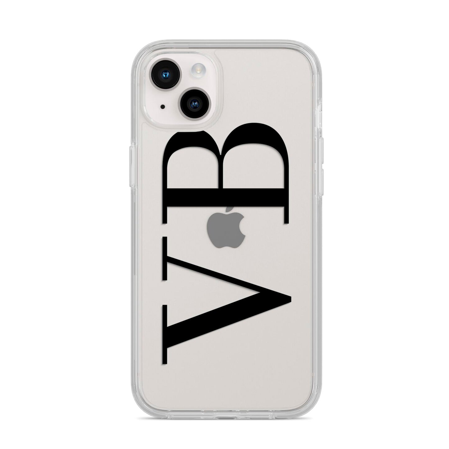 Personalised Black Initials Customised Clear iPhone 14 Plus Clear Tough Case Starlight