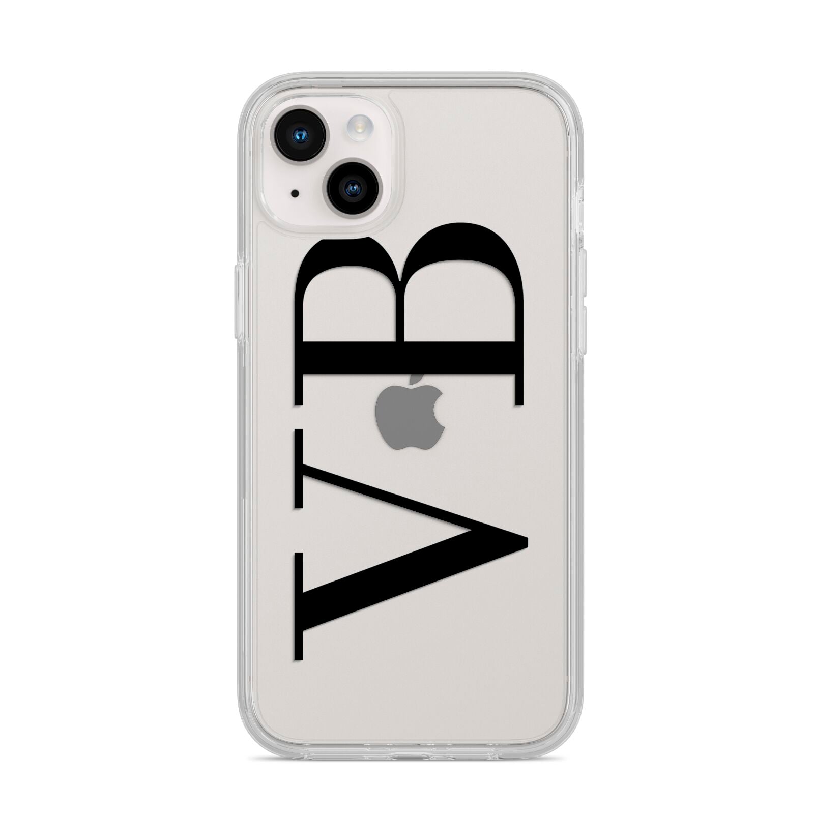 Personalised Black Initials Customised Clear iPhone 14 Plus Clear Tough Case Starlight