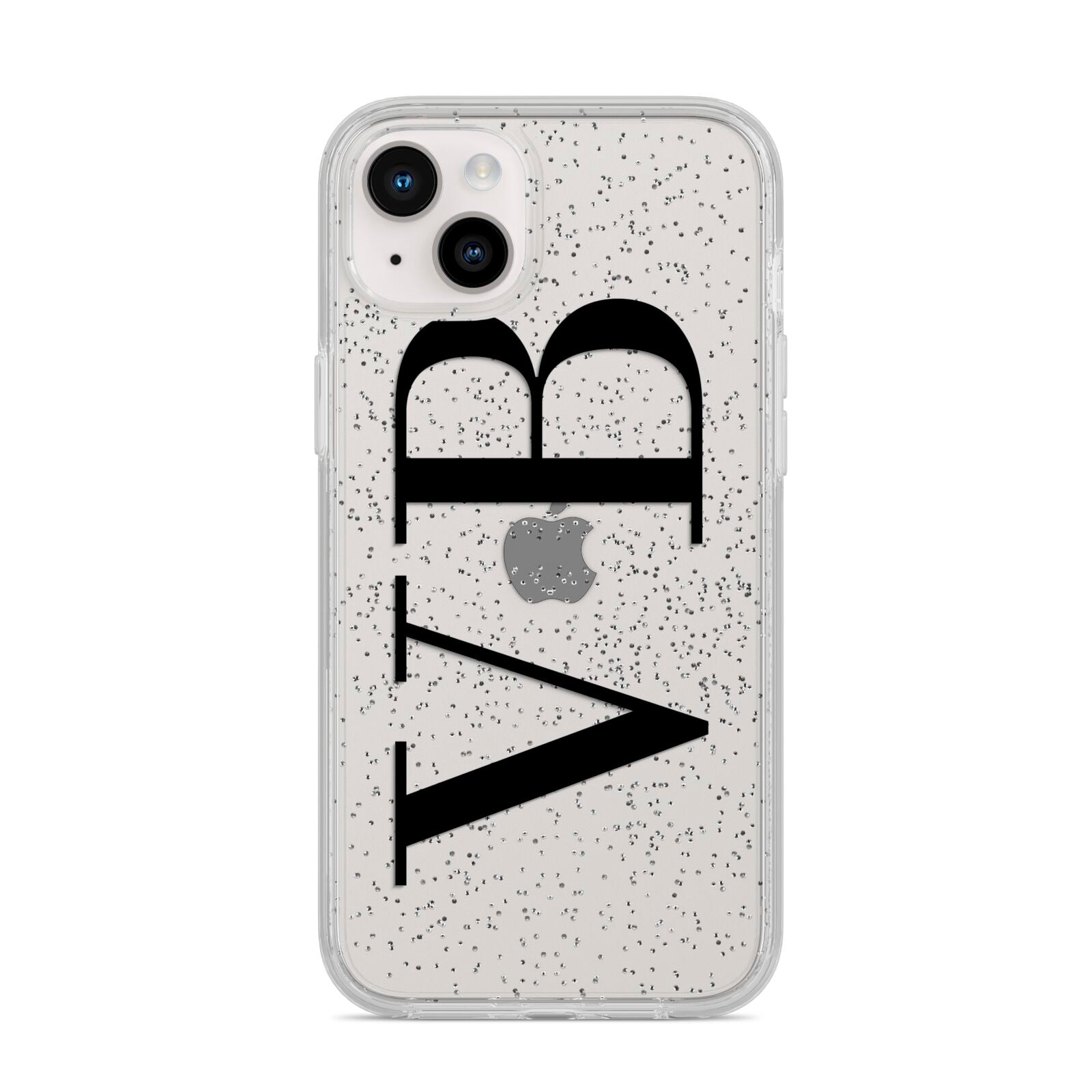 Personalised Black Initials Customised Clear iPhone 14 Plus Glitter Tough Case Starlight