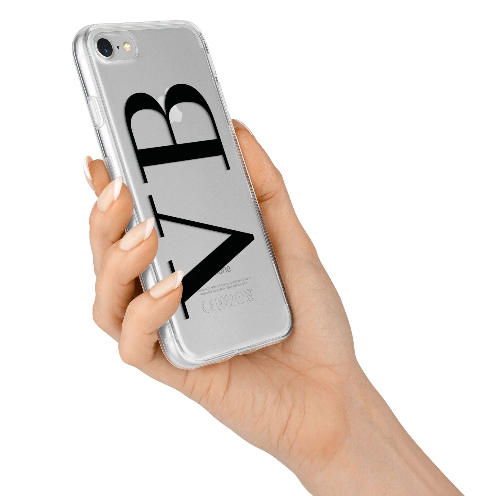 Personalised Black Initials Customised Clear iPhone 7 Bumper Case on Silver iPhone Alternative Image