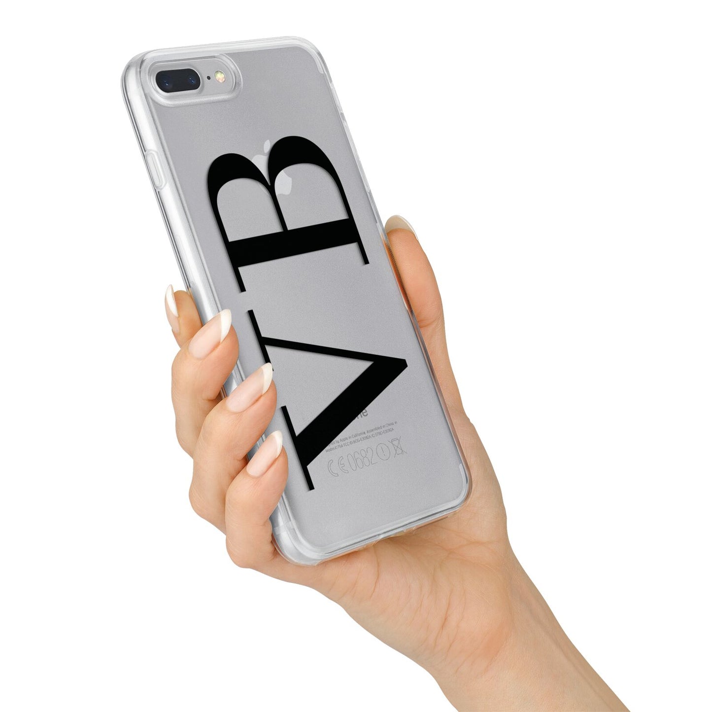 Personalised Black Initials Customised Clear iPhone 7 Plus Bumper Case on Silver iPhone Alternative Image