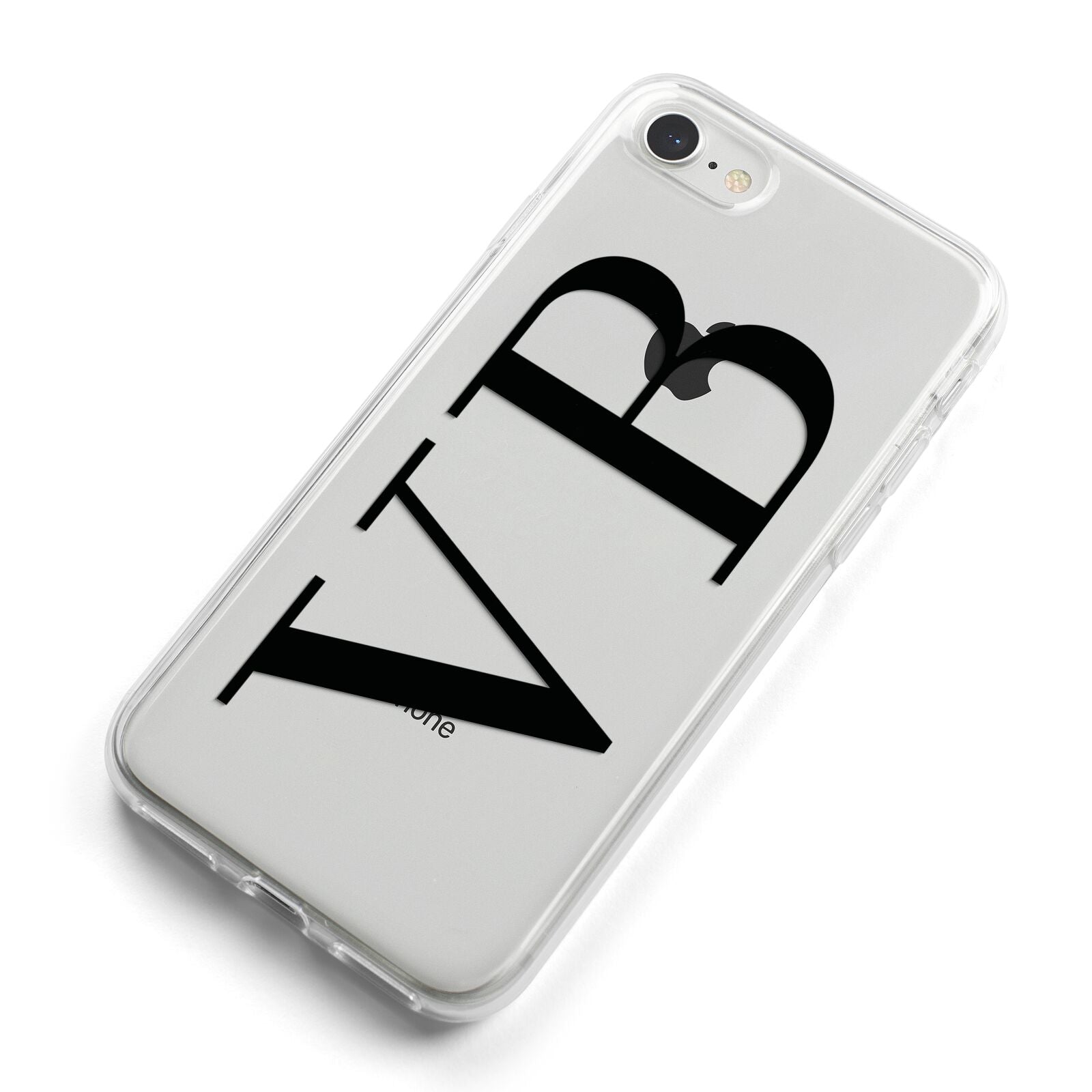 Personalised Black Initials Customised Clear iPhone 8 Bumper Case on Silver iPhone Alternative Image