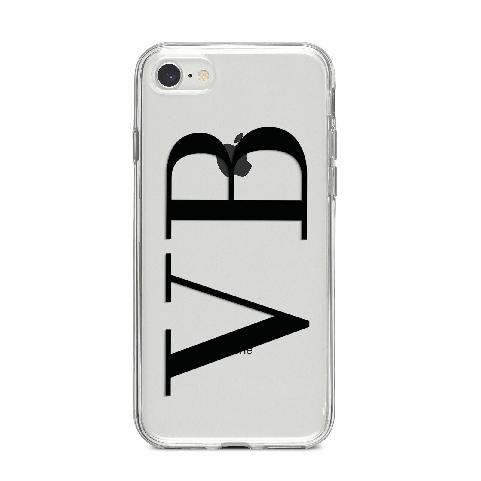 Personalised Black Initials Customised Clear iPhone 8 Bumper Case on Silver iPhone