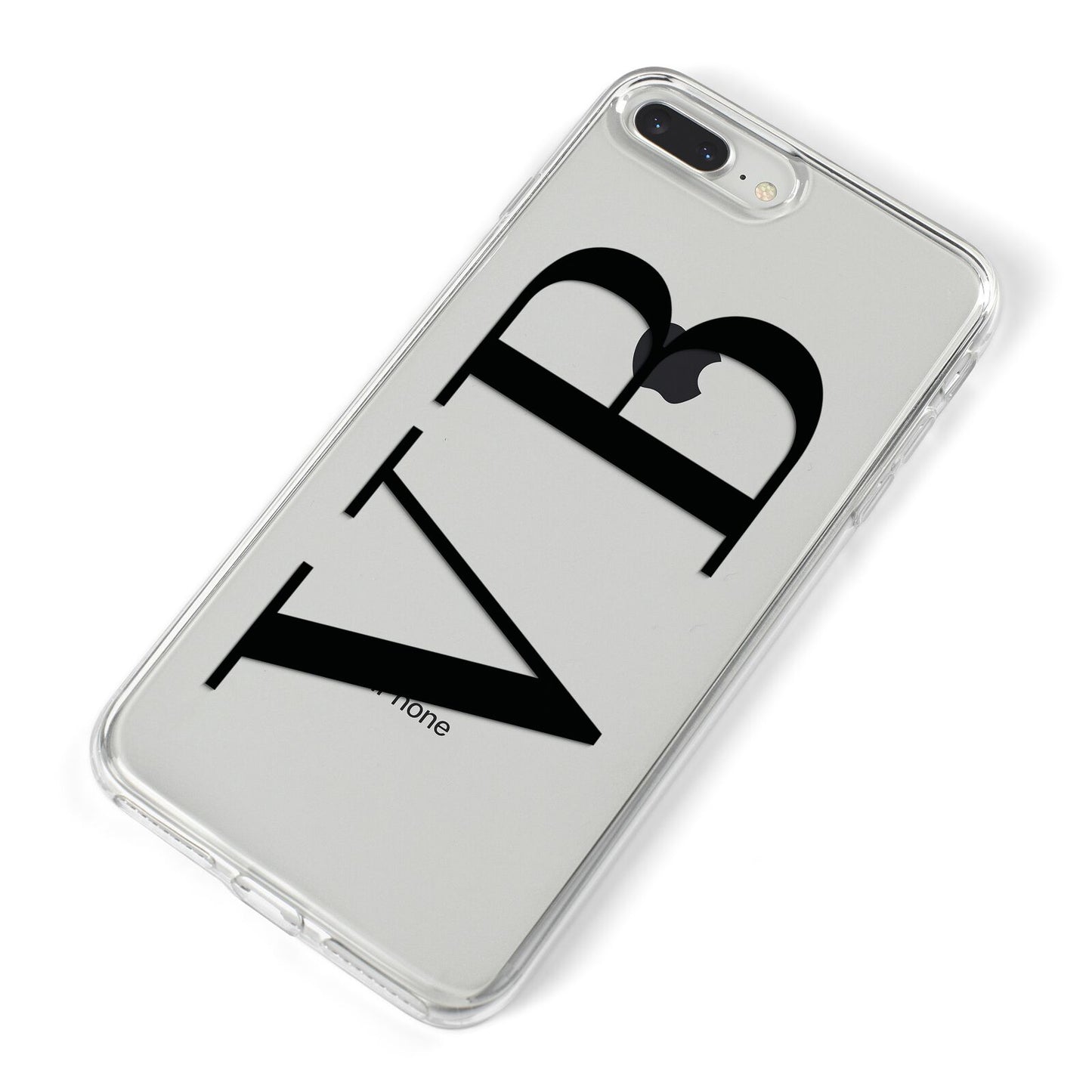 Personalised Black Initials Customised Clear iPhone 8 Plus Bumper Case on Silver iPhone Alternative Image