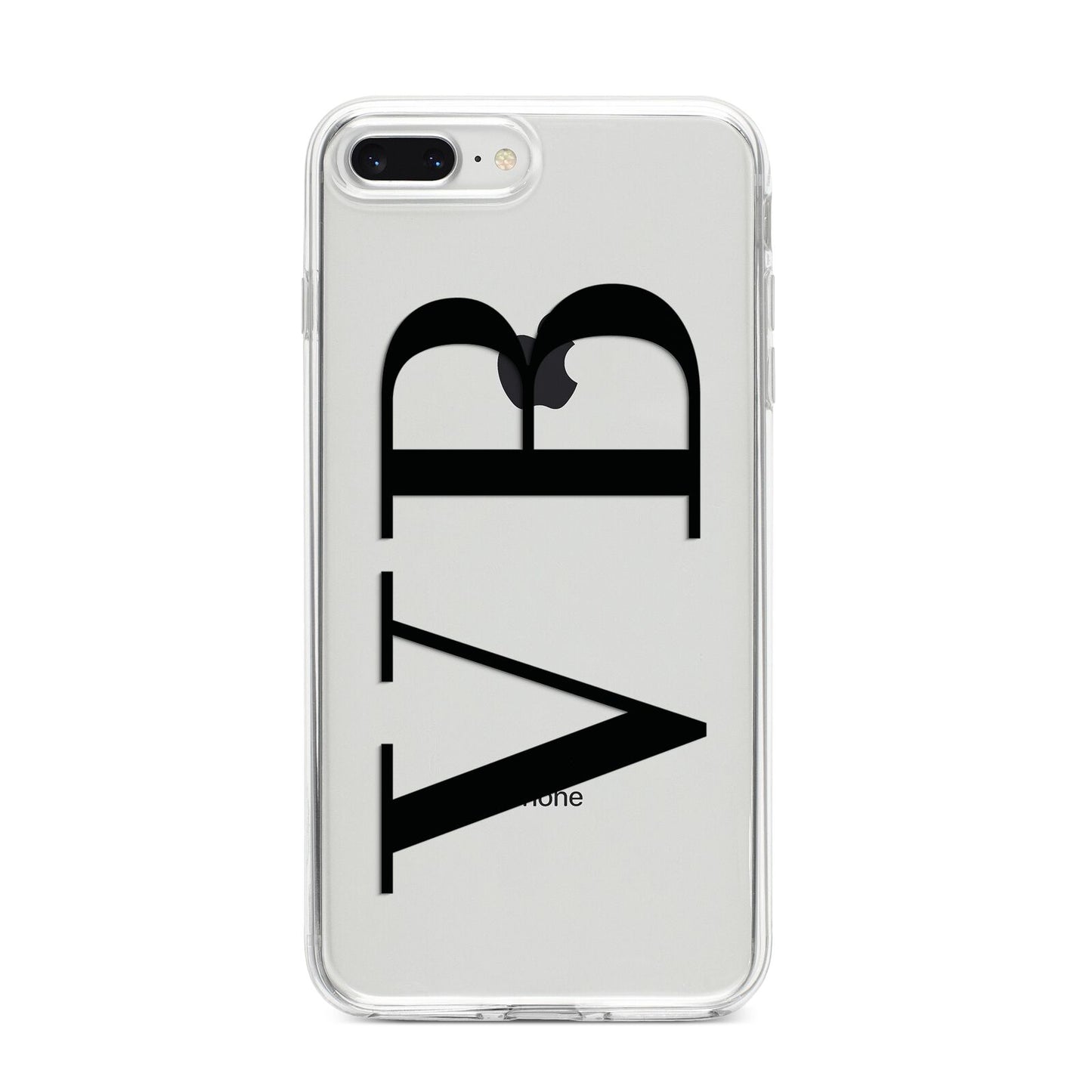 Personalised Black Initials Customised Clear iPhone 8 Plus Bumper Case on Silver iPhone