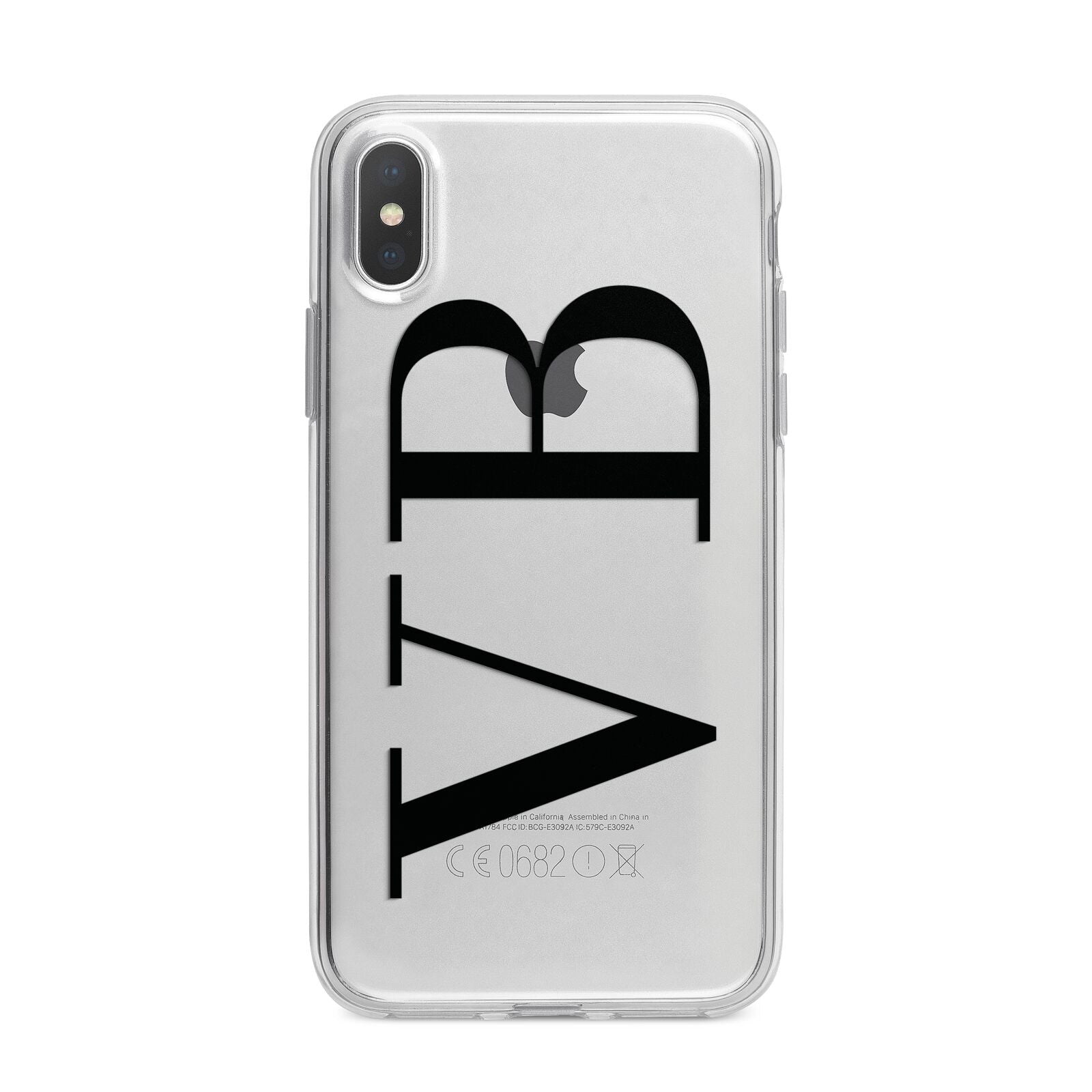 Personalised Black Initials Customised Clear iPhone X Bumper Case on Silver iPhone Alternative Image 1