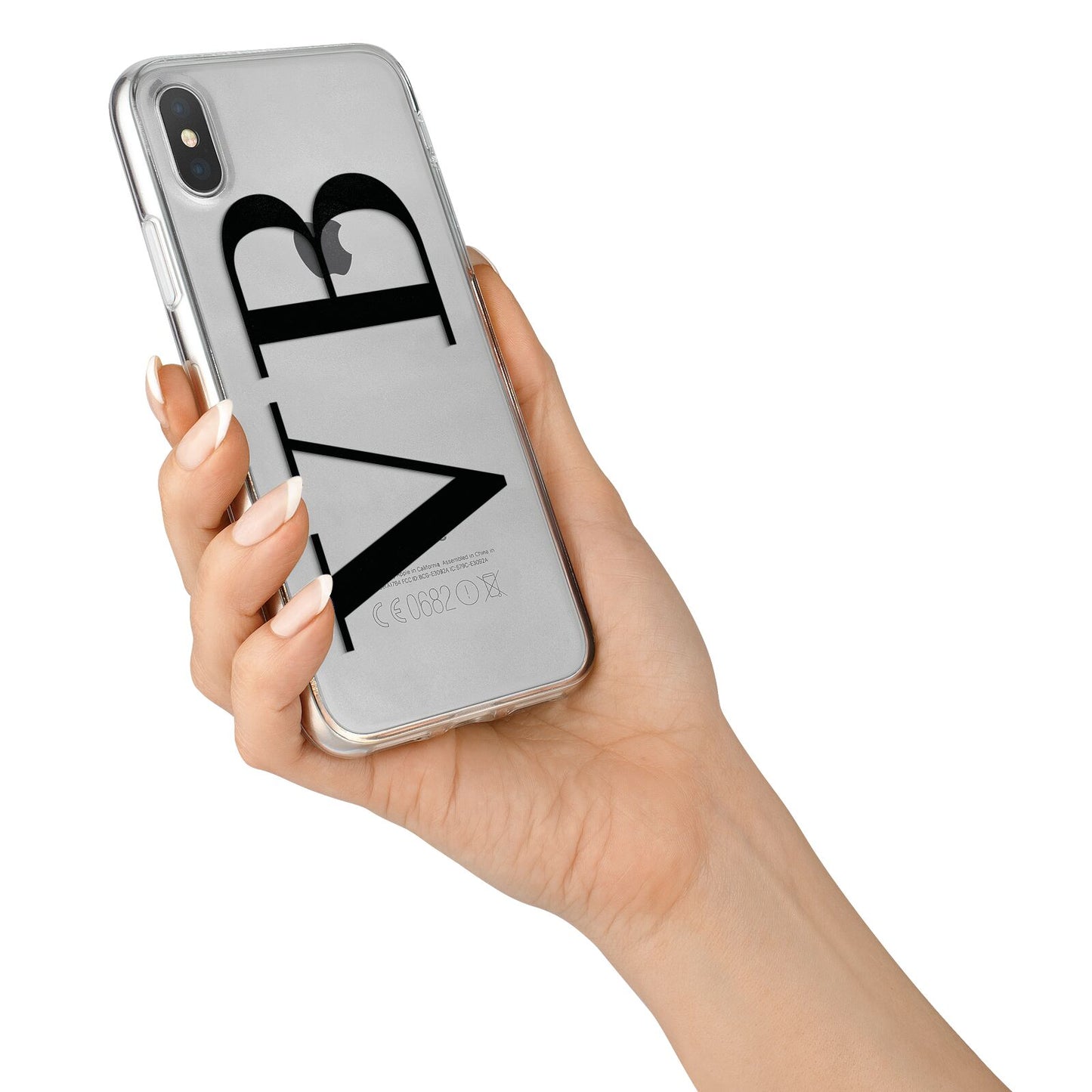 Personalised Black Initials Customised Clear iPhone X Bumper Case on Silver iPhone Alternative Image 2