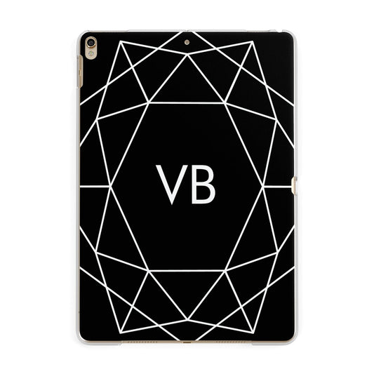 Personalised Black Initials Geometric Apple iPad Gold Case