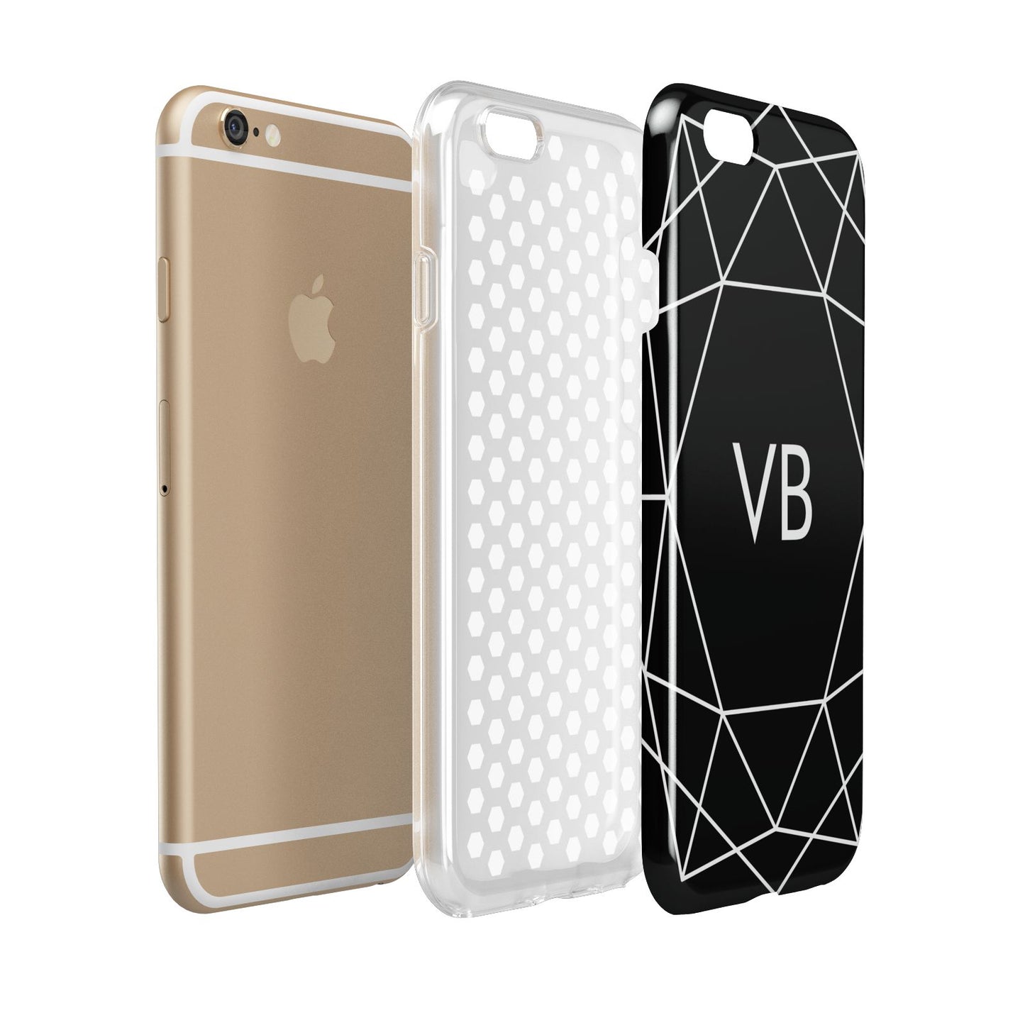 Personalised Black Initials Geometric Apple iPhone 6 3D Tough Case Expanded view