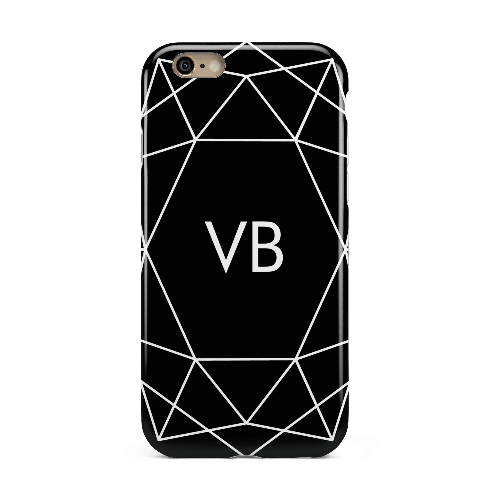 Personalised Black Initials Geometric Apple iPhone 6 3D Tough Case