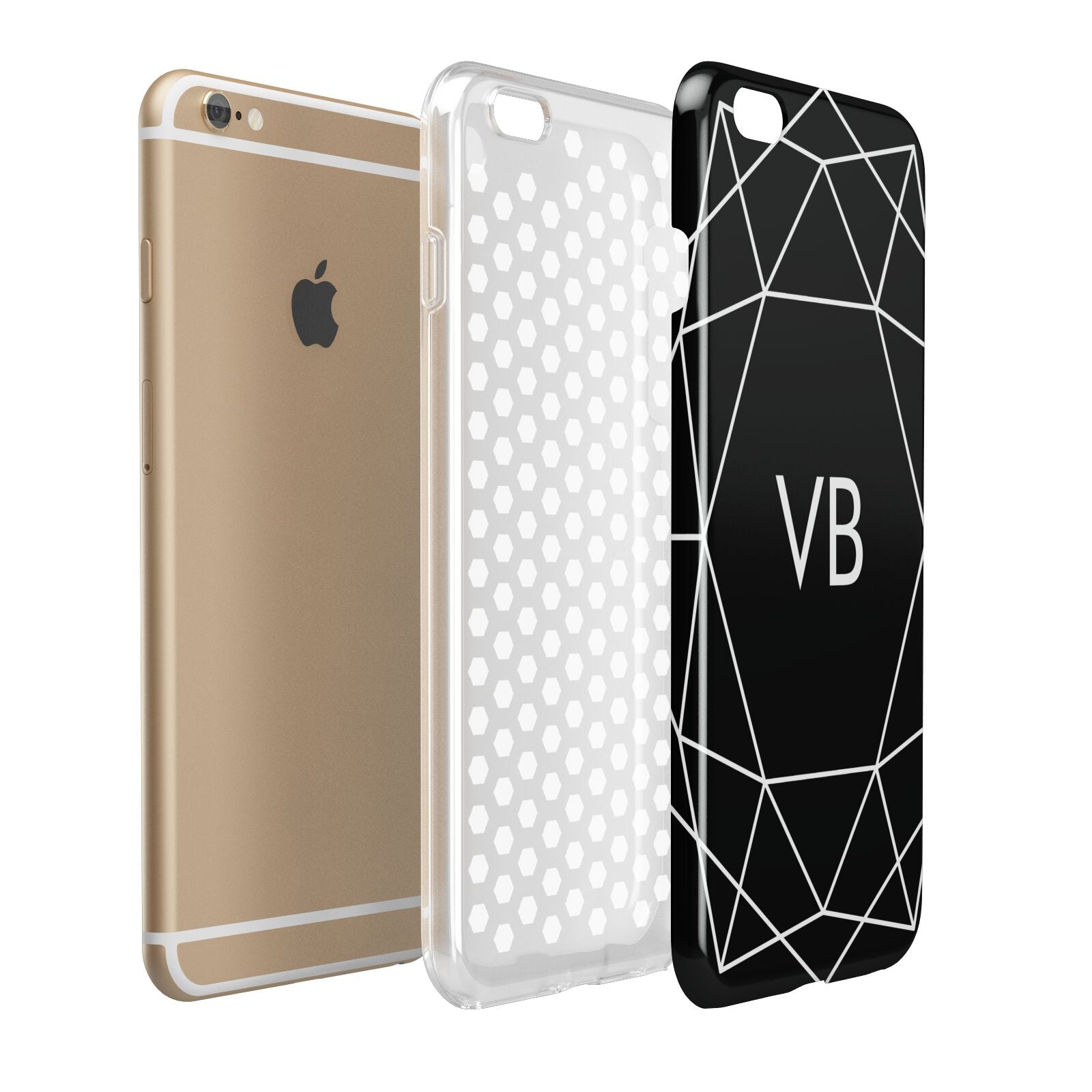 Personalised Black Initials Geometric Apple iPhone 6 Plus 3D Tough Case Expand Detail Image