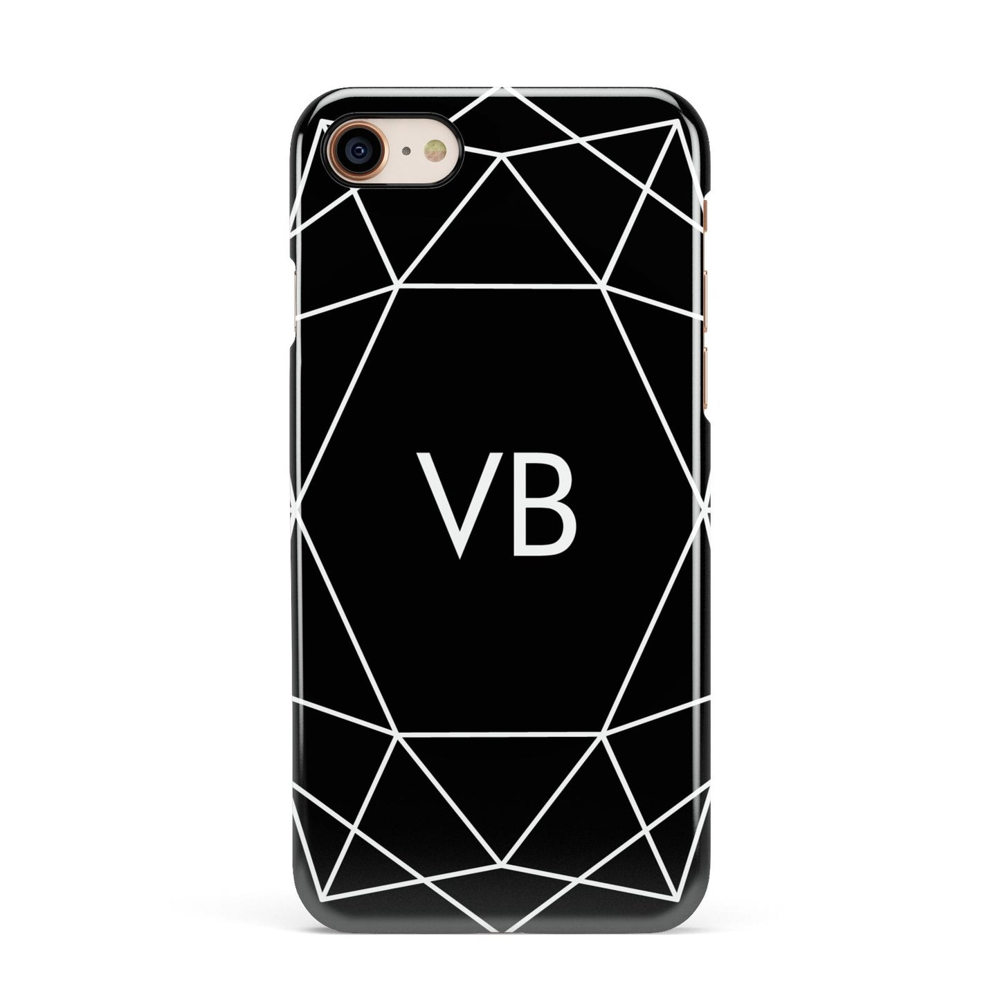 Personalised Black Initials Geometric Apple iPhone 7 8 3D Snap Case