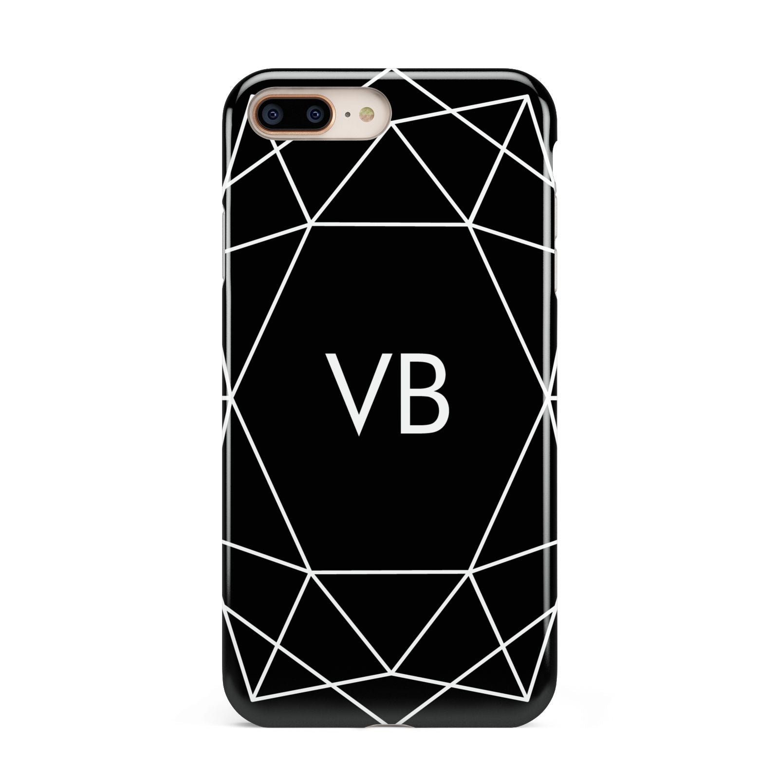 Personalised Black Initials Geometric Apple iPhone 7 8 Plus 3D Tough Case